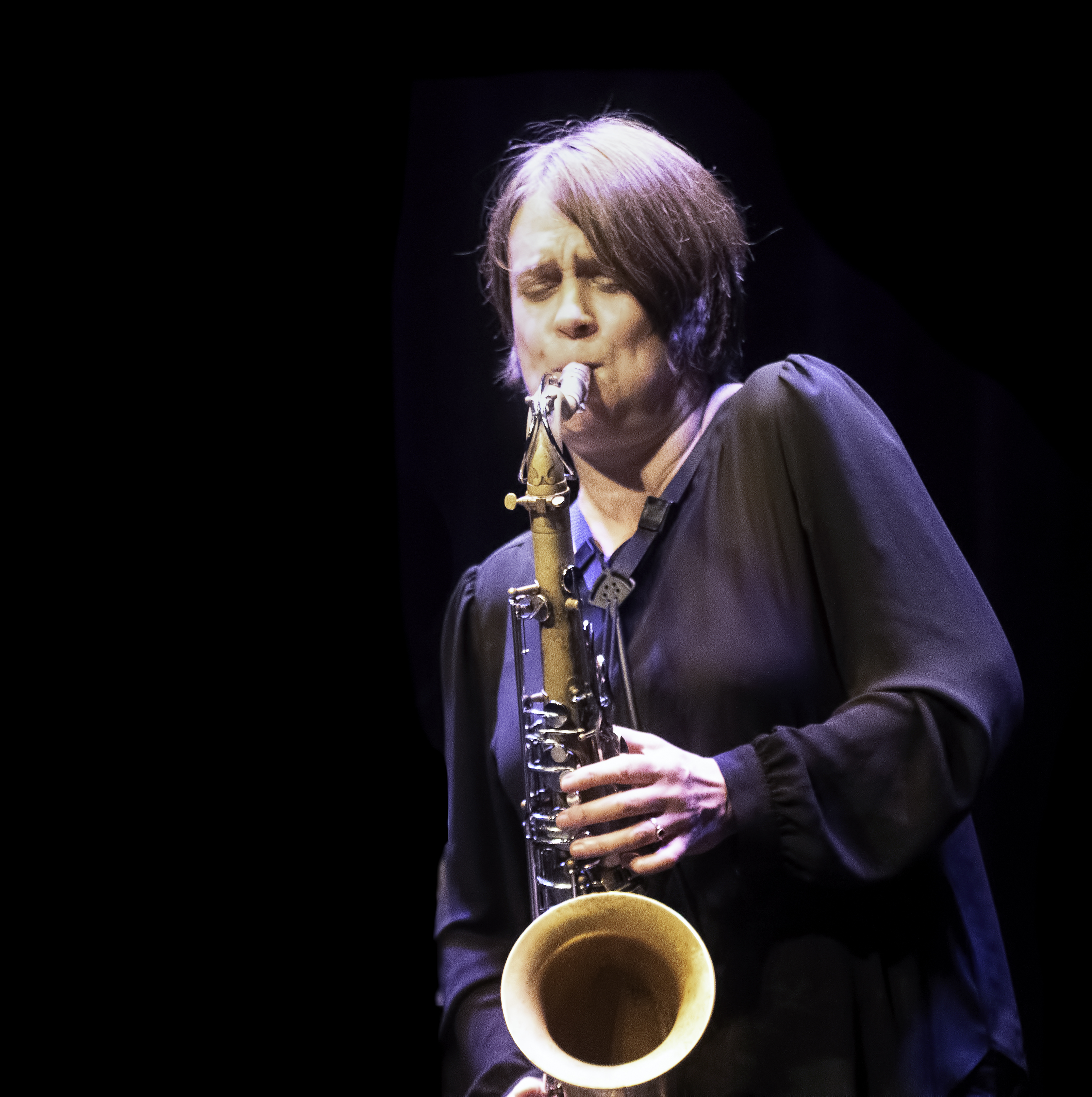 Ingrid Laubrock with Tom Rainey and Hank Roberts at the Guelph Jazz Festival 2019