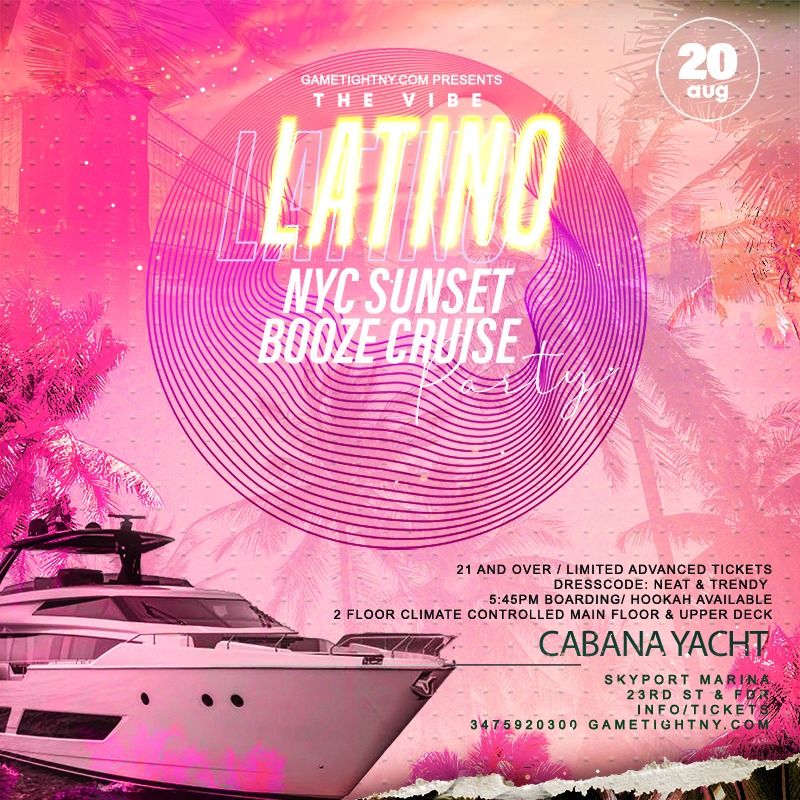 Saturday Sunset Latin Vibes Nyc Cabana Yacht Party Skyport Marina 2022
