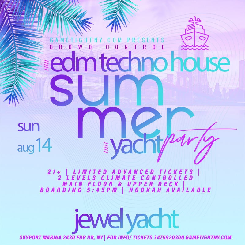 Sunset Edm Techno House Sunday Nyc Crowd Control Jewel Yacht Party
