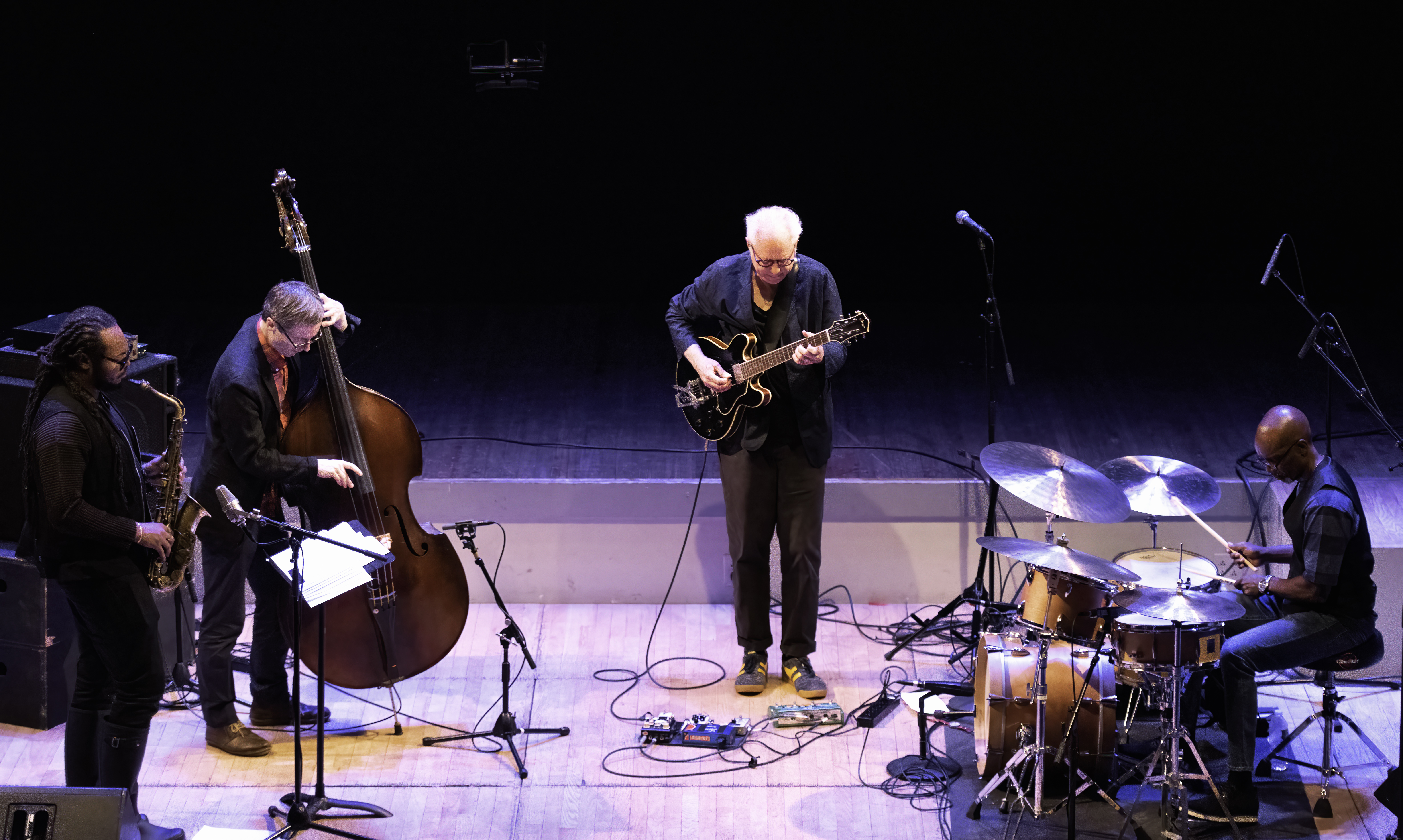 Immanuel Wilkins, Thomas Morgan and Rudy Royston with the Bill Frisell Trio+1 at Roulette in Brooklyn