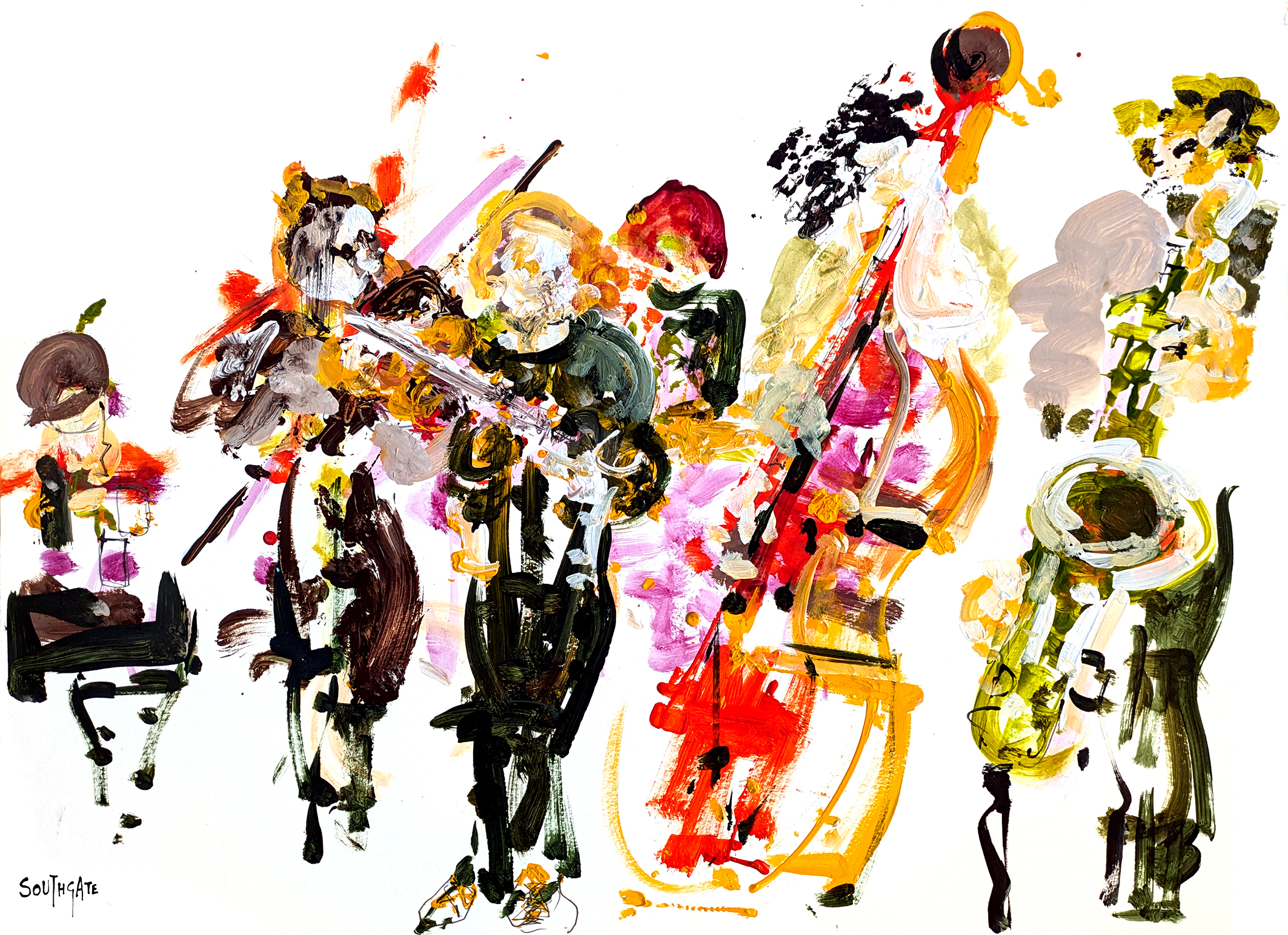 Oiro Pena, as painted by Gina Southgate, live at Telakka Jazz 2025 in Tampere, Finland