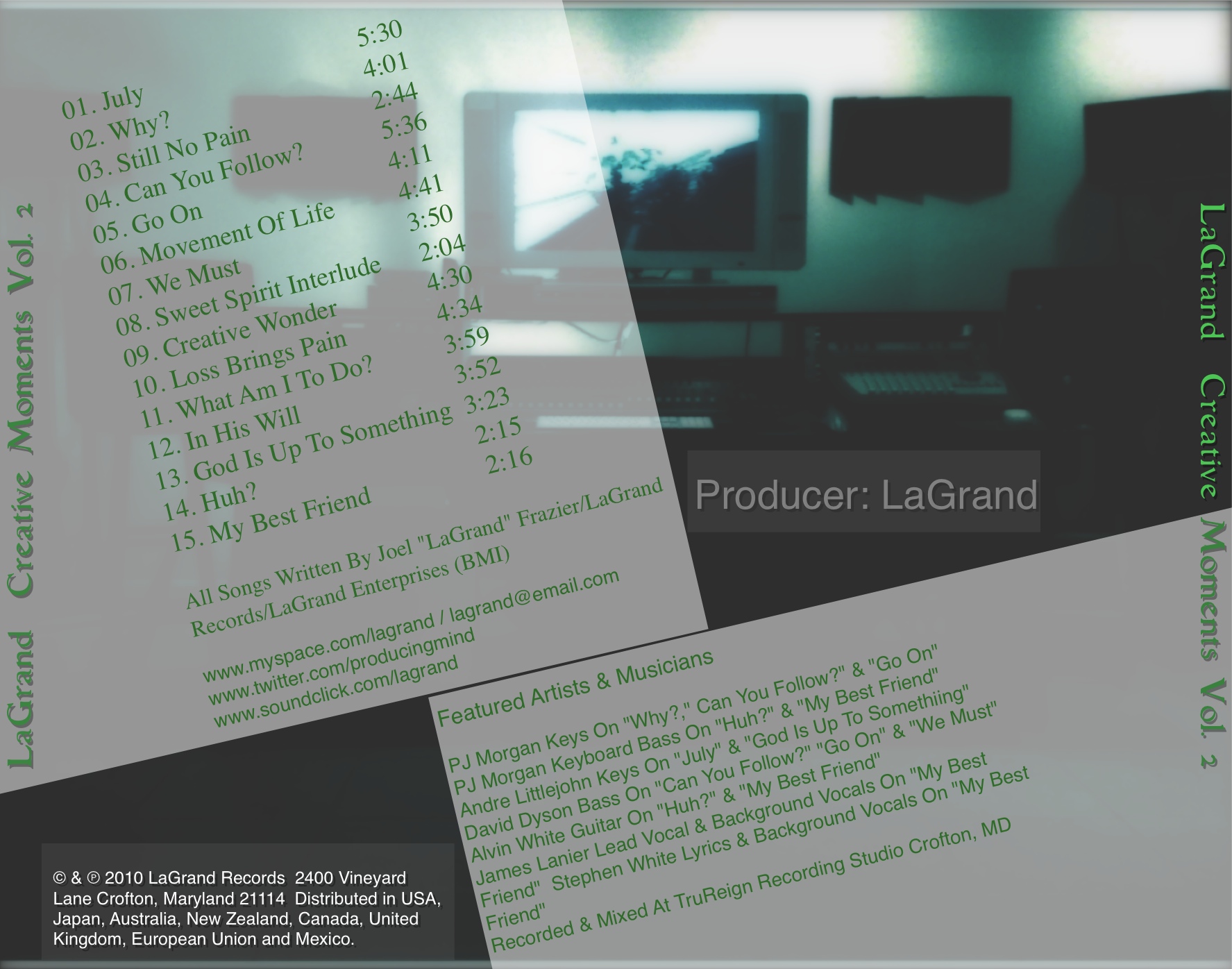 Creative Moments Vol. 2 CD Rear Jacket