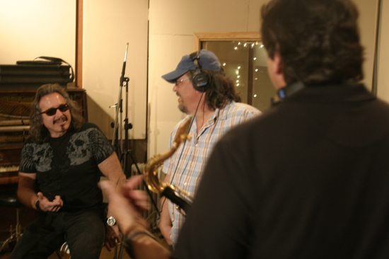 Ltor Tony Adamo,Mic Gillette,Tom Politzer-Adamo Recording a Cover of a Tower of Power Song