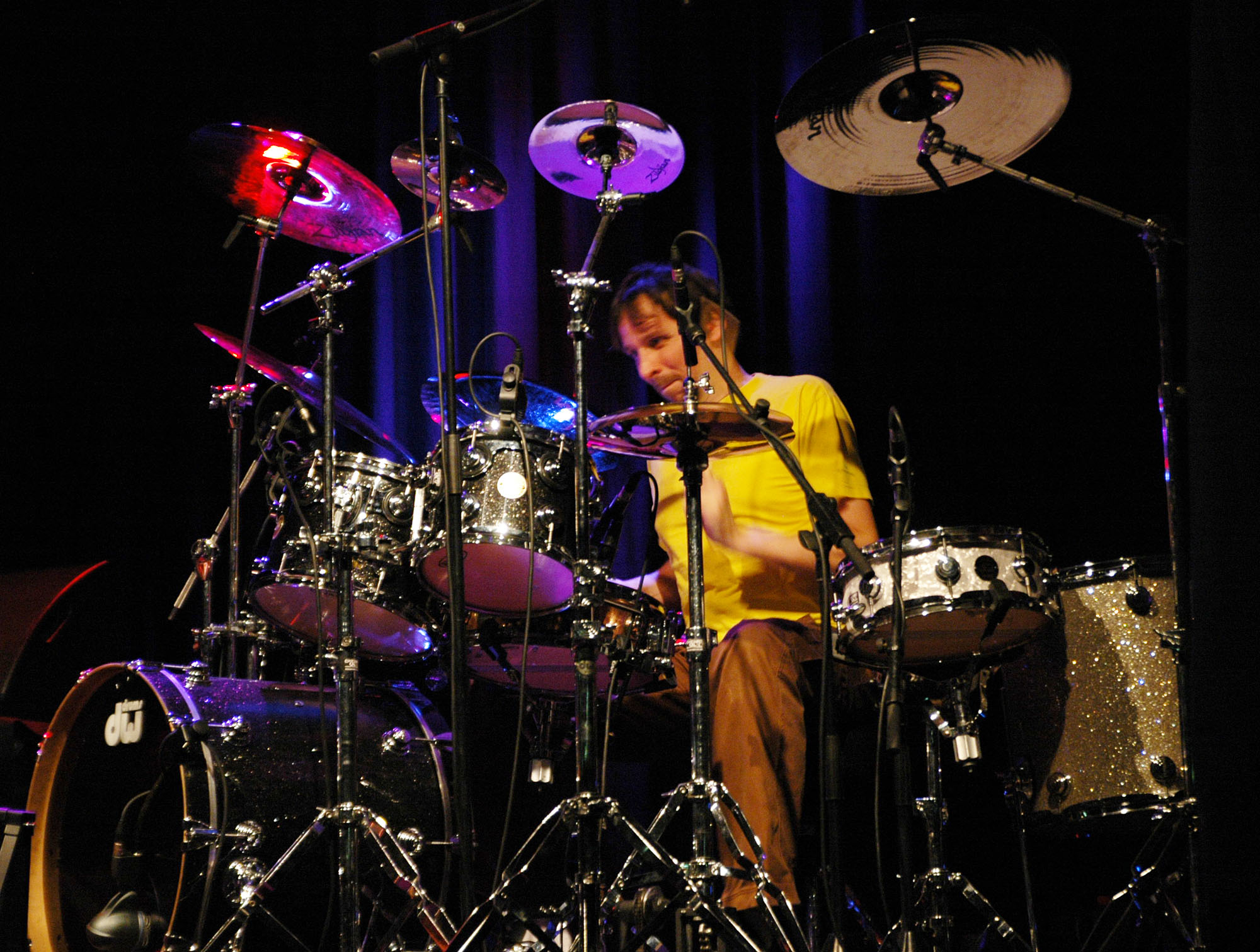 Marco Minneman, Performing with Adrian Belew Power Trio at Enjoy Jazz, 2010