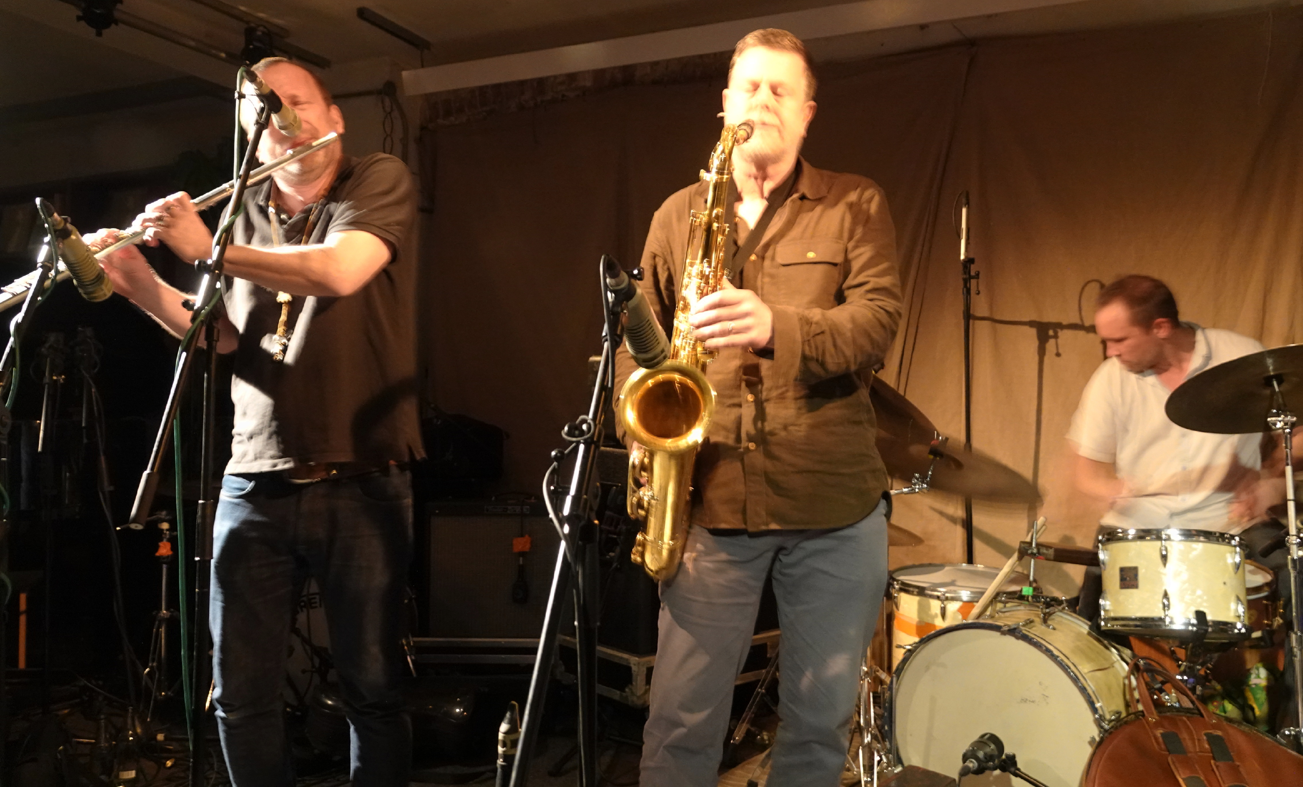 Mats Gustafsson, Ken Vandermark, and  Paal Nilssen-Love at Cafe Oto Peter Brotzmann Tribute