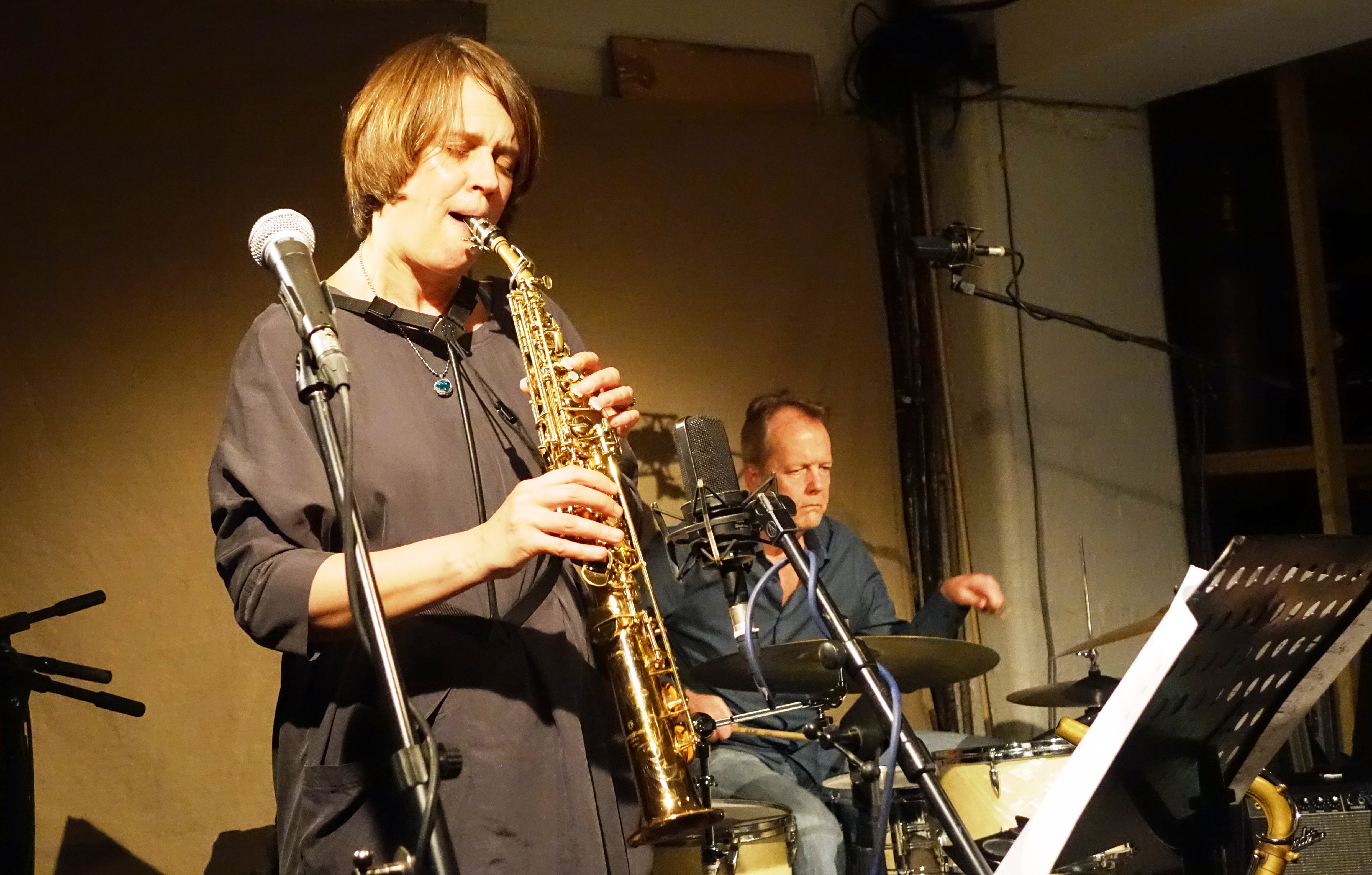 Ingrid Laubrock and Tom Rainey at Cafe Oto, London in May 2018