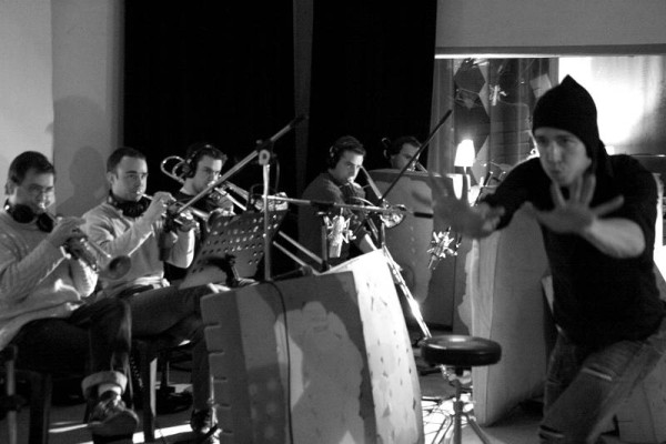 Guillaume Perret Directing During the Recording of the CD of the Group "Lebocal" at Studio de la Buissonne, Avignon, France, Mar