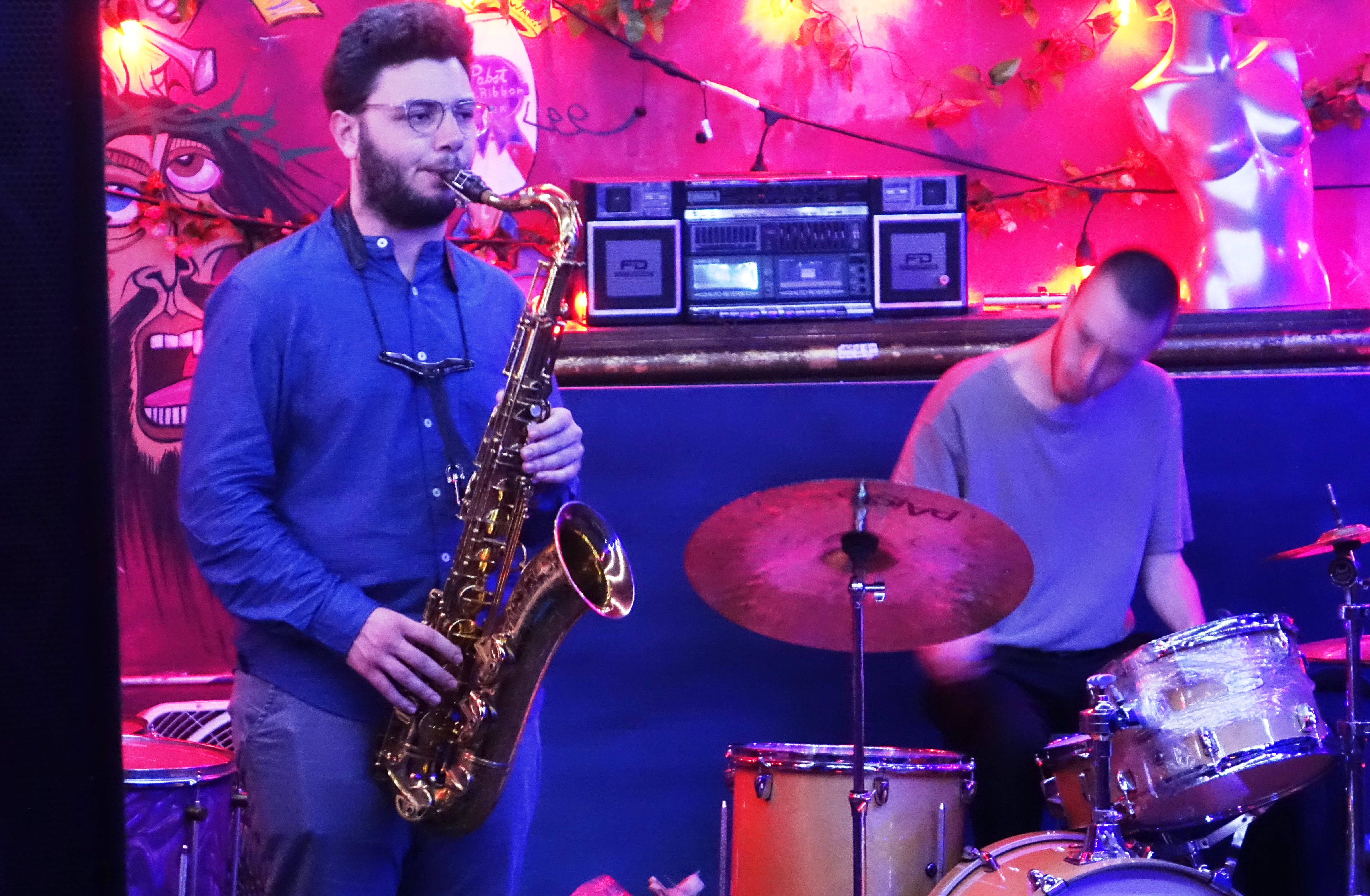 Kaelen Ghandhi and Henry Mermer at the Bushwick Public House, Brooklyn in June 2019