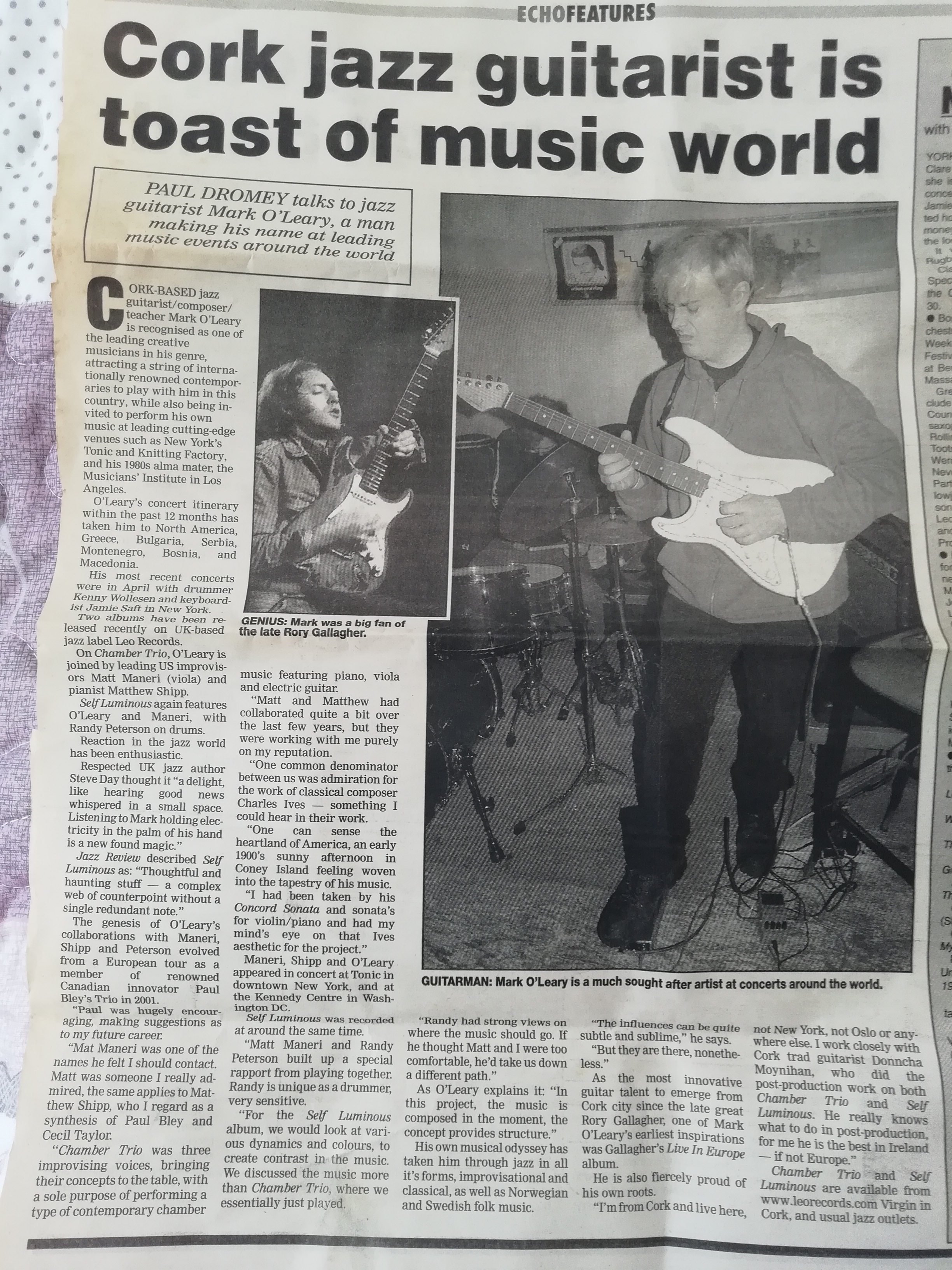 Mark O'Leary Evening Echo interview
