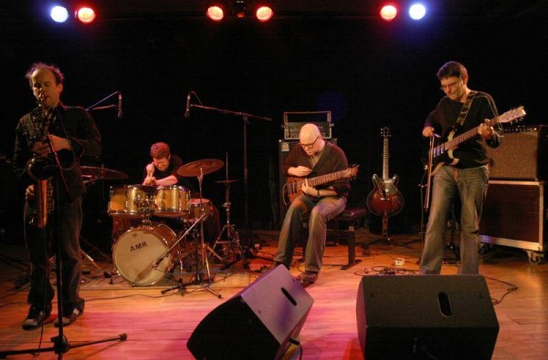 Chris Speed, Jim Black, Skulli Sverisson and Hilmar Jensson with the "Jim Black - Alasnoaxis" at the Sud Des Alpes, Amr, Geneva,