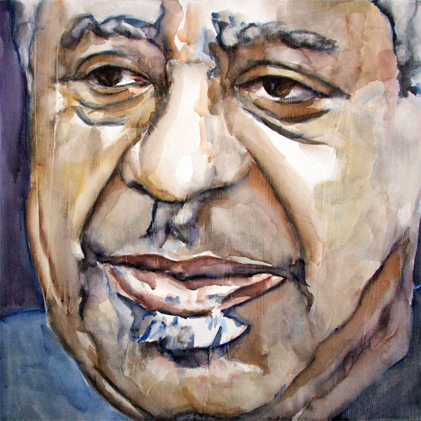 Dizzie Gillespie Dim 60x60cm - Watercolor on Canvas Prepared with Acrylic Primer