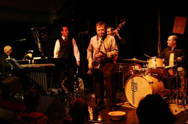 Jean-Loup Muller, Nicolas Maret, Rene Hagmann, Manu Hagmann and Julien Cotting with "Swing Session" at la Ferme Marignac, Geneva