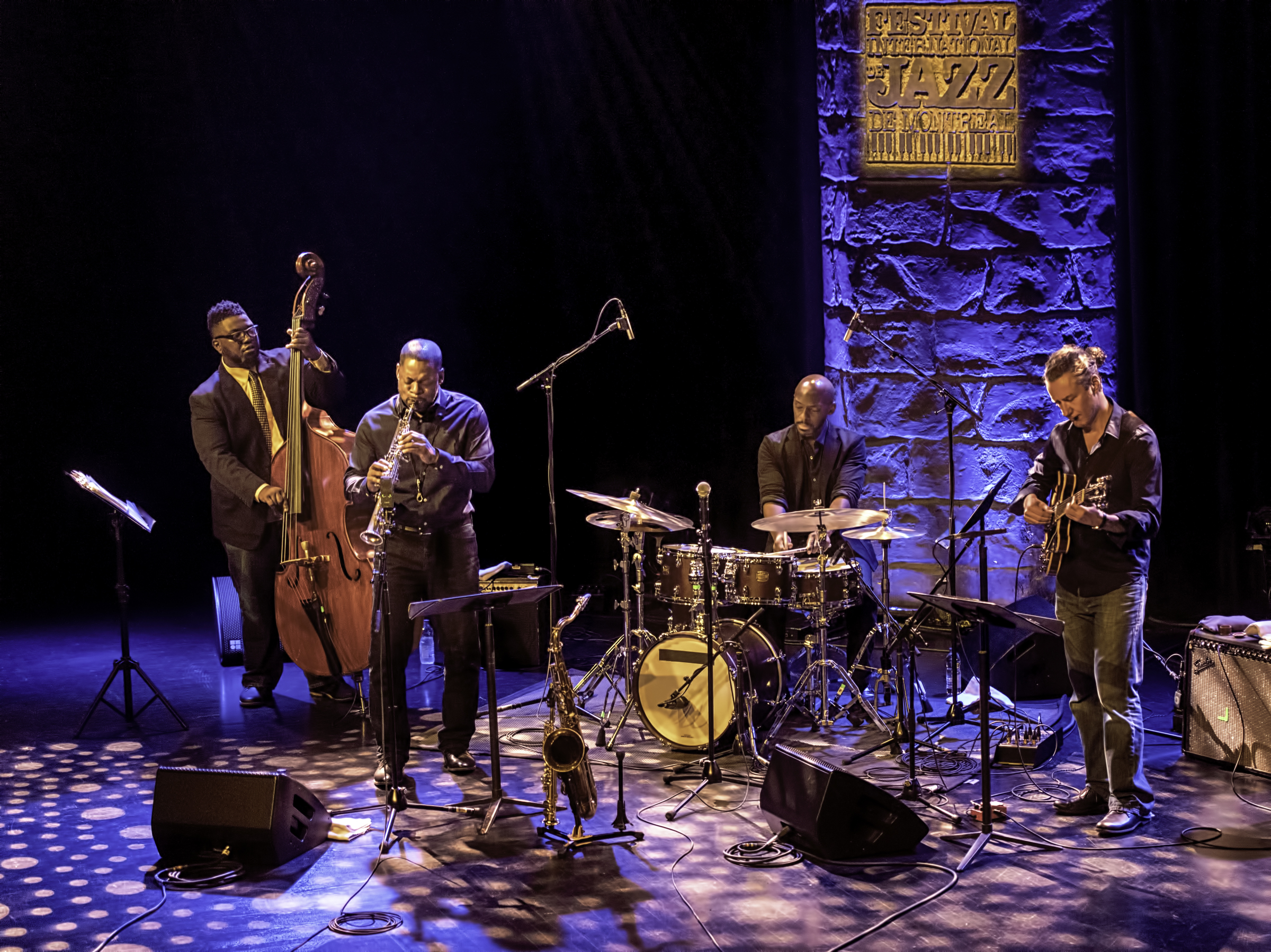 Dezron Douglas, Ravi Coltrane, E.J. Strickland and Adam Rogers with the Ravi Coltrane Quartet at The Montreal International Jazz Festival 2017