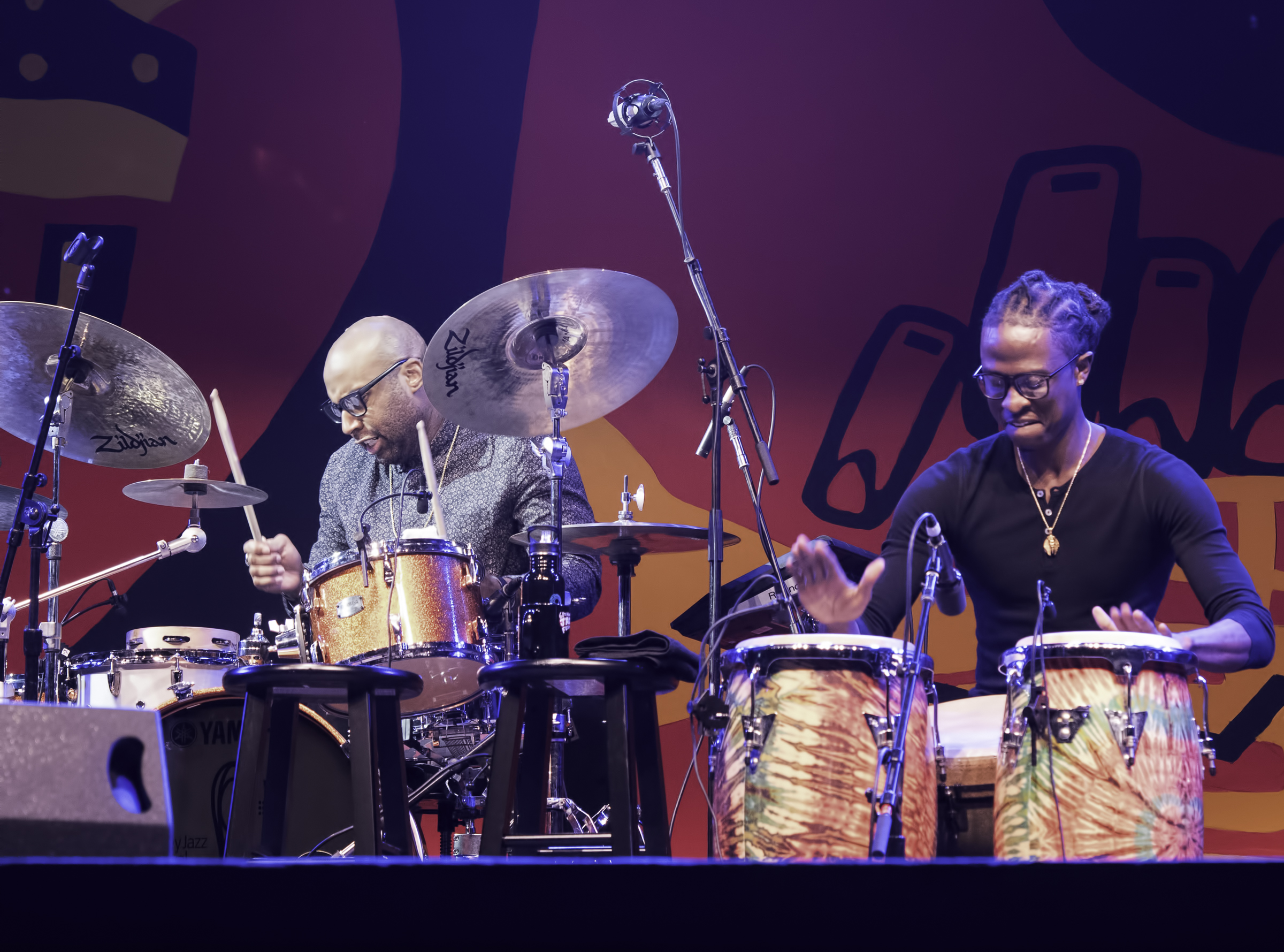 John Davis and Senfuab Stoney with Leslie Odom Jr. at the Monterey Jazz Festival