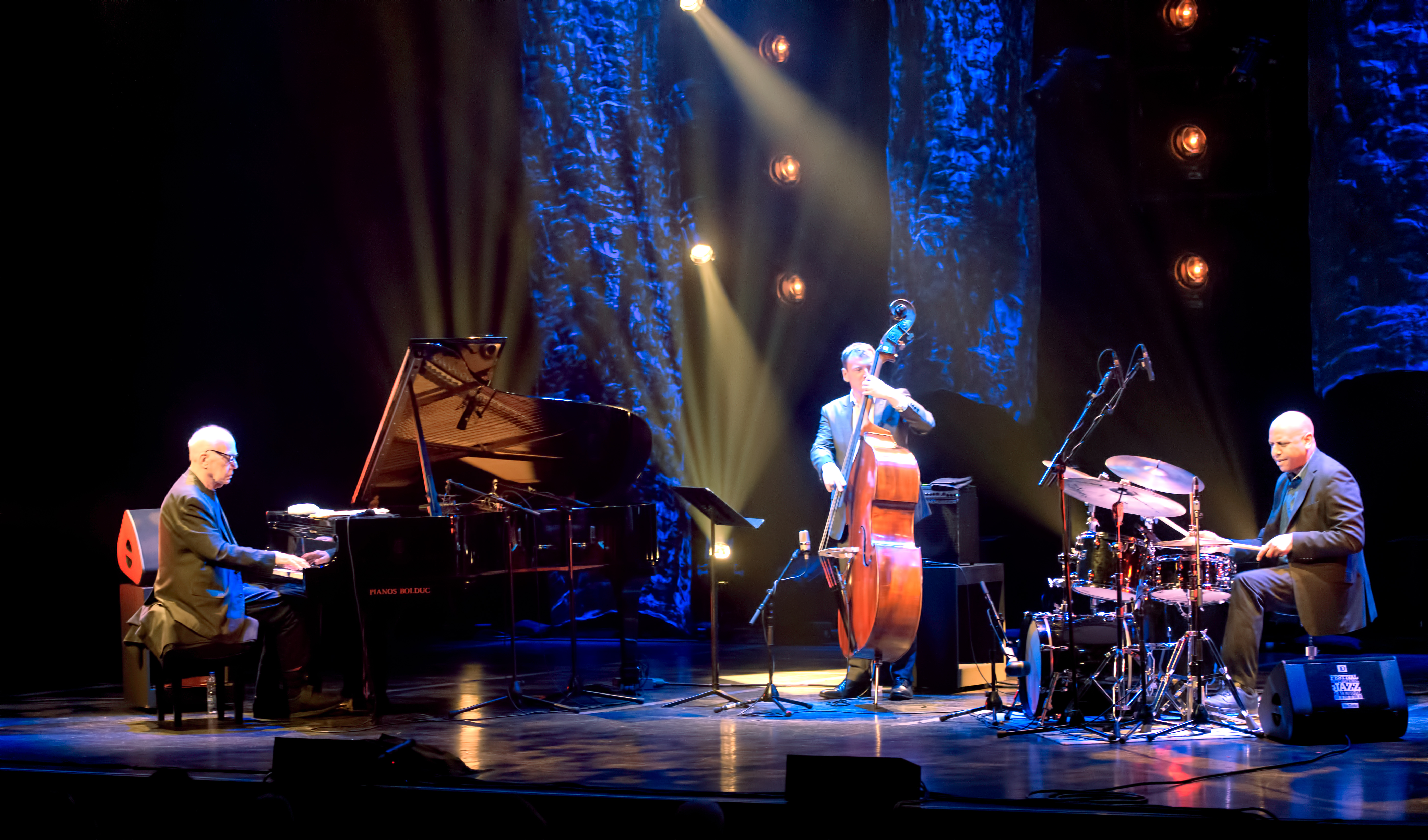 Steve Kuhn, Aidan O'Donnell and Billy Drummond with the Steve Kuhn Trio at The Montreal International Jazz Festival 2018