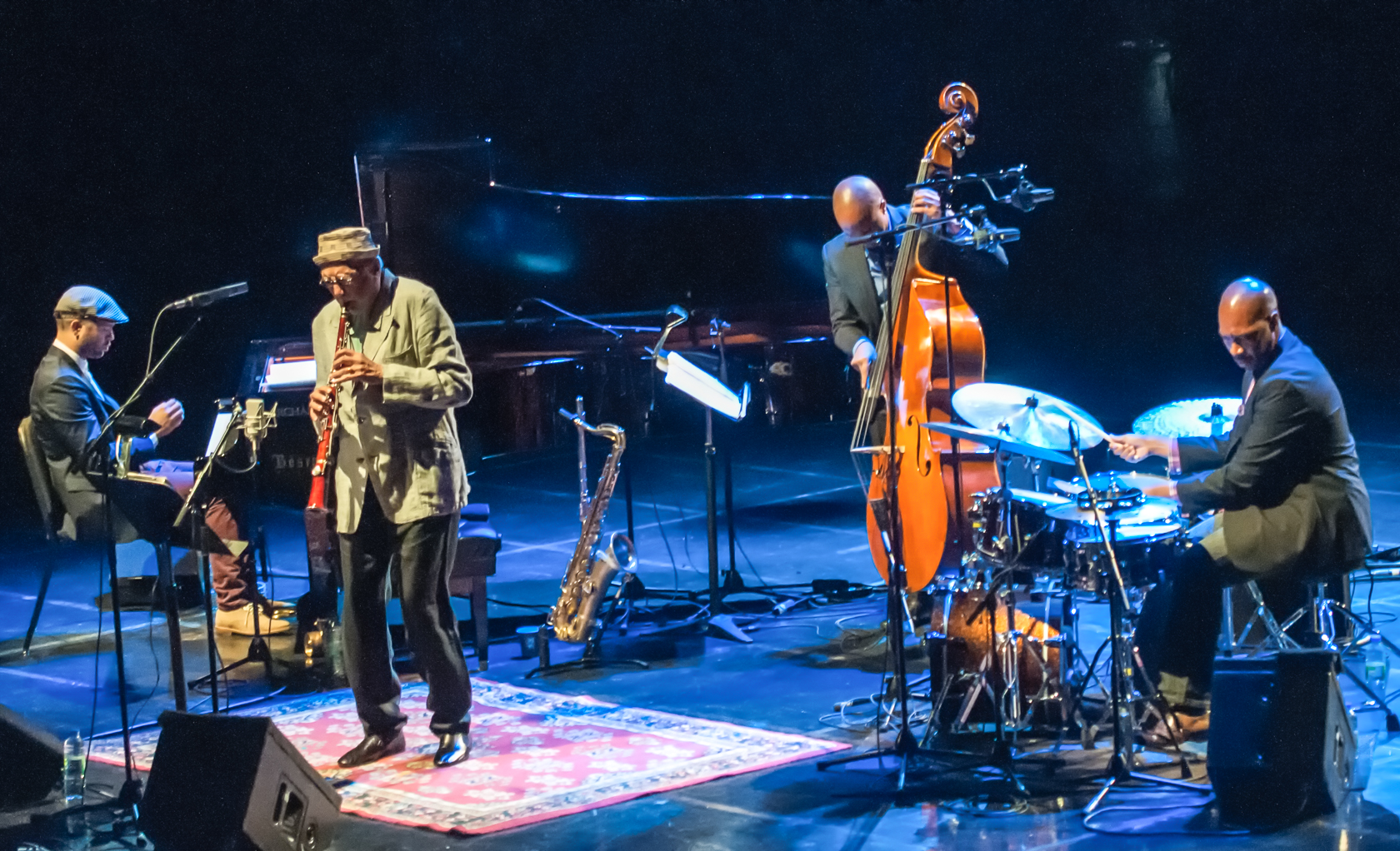 Jason moran, charles lloyd, reuben rogers and eric harland with the charles lloyd quartet at the montreal international jazz festival 2013