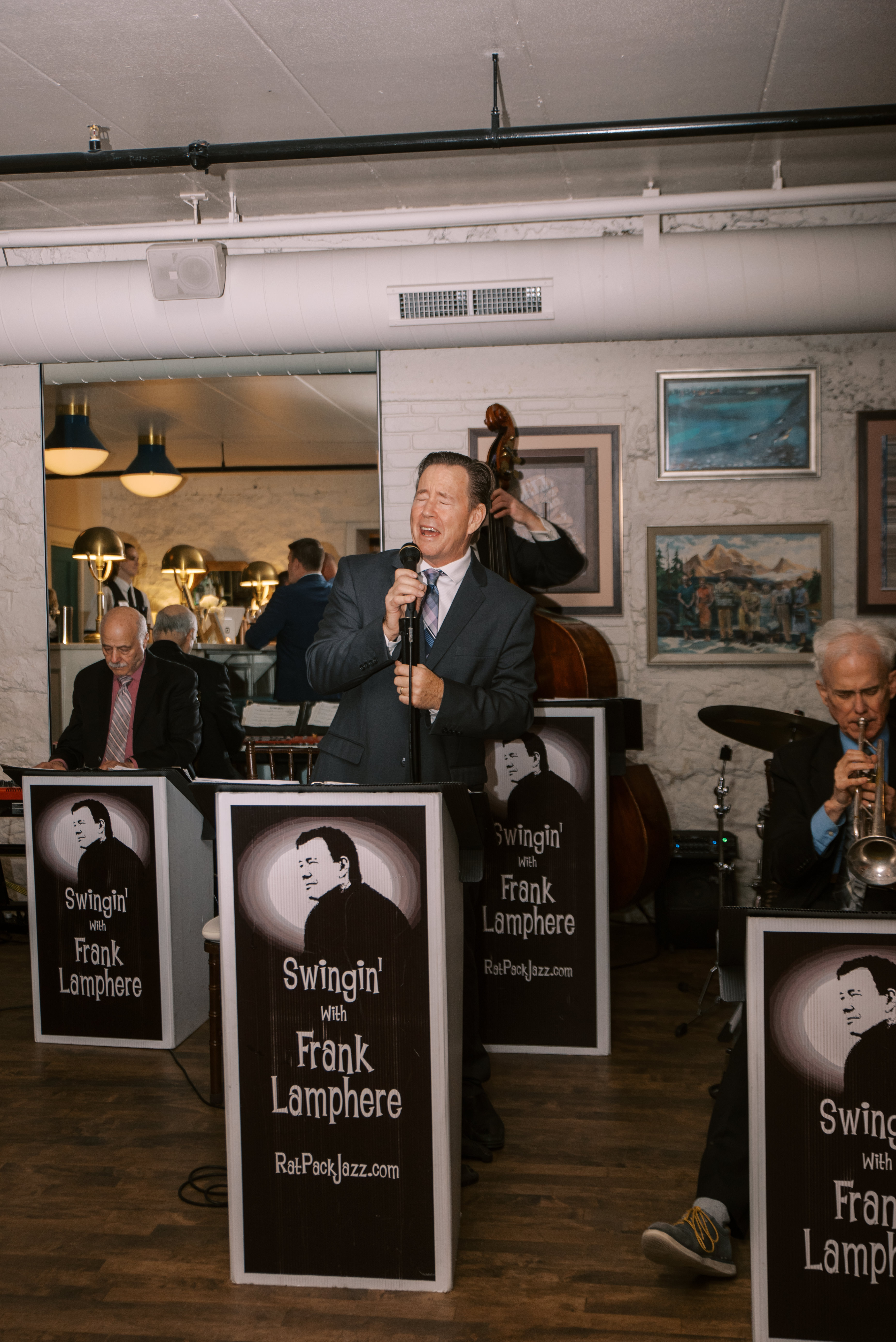 Frank Lamphere singing a Sinatra song at a wedding reception in Milwaukee WI