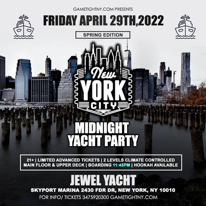 Nyc Friday Spring Midnight Yacht Party Cruise At Skyport Marina Jewel 2022