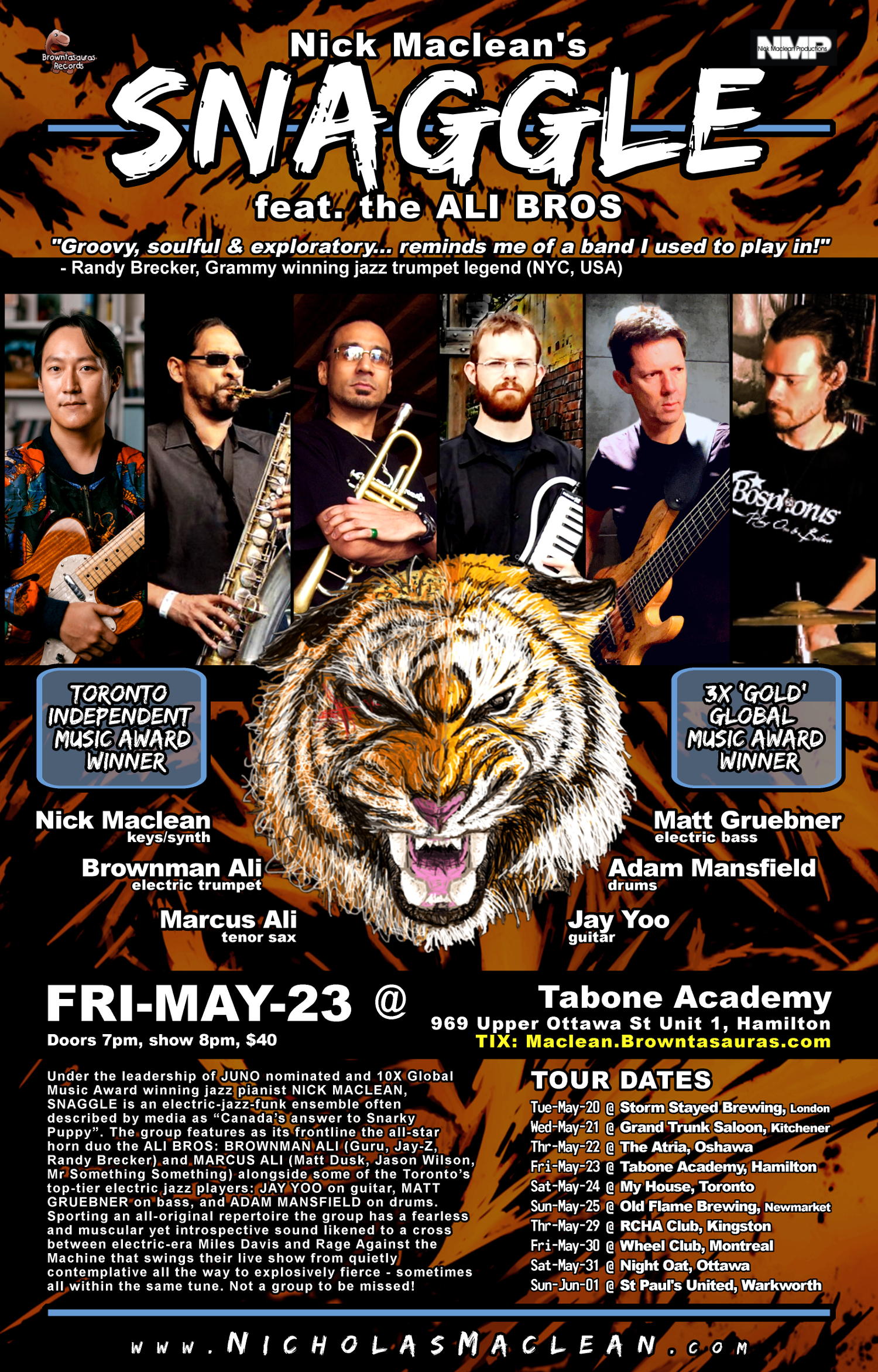 NICK MACLEAN'S SNAGGLE Feat. The ALI BROS -- Award-winning Electric Jazz (hamilton)