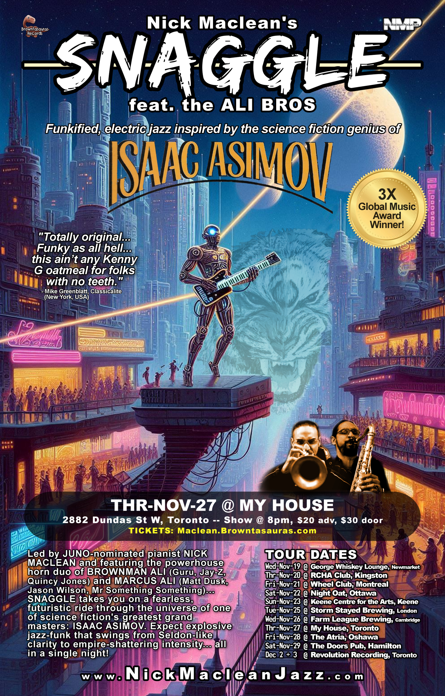 Nick Maclean's SNAGGLE Feat The ALI BROS: An Asimov-inspired Jazz-funk Journey (toronto)