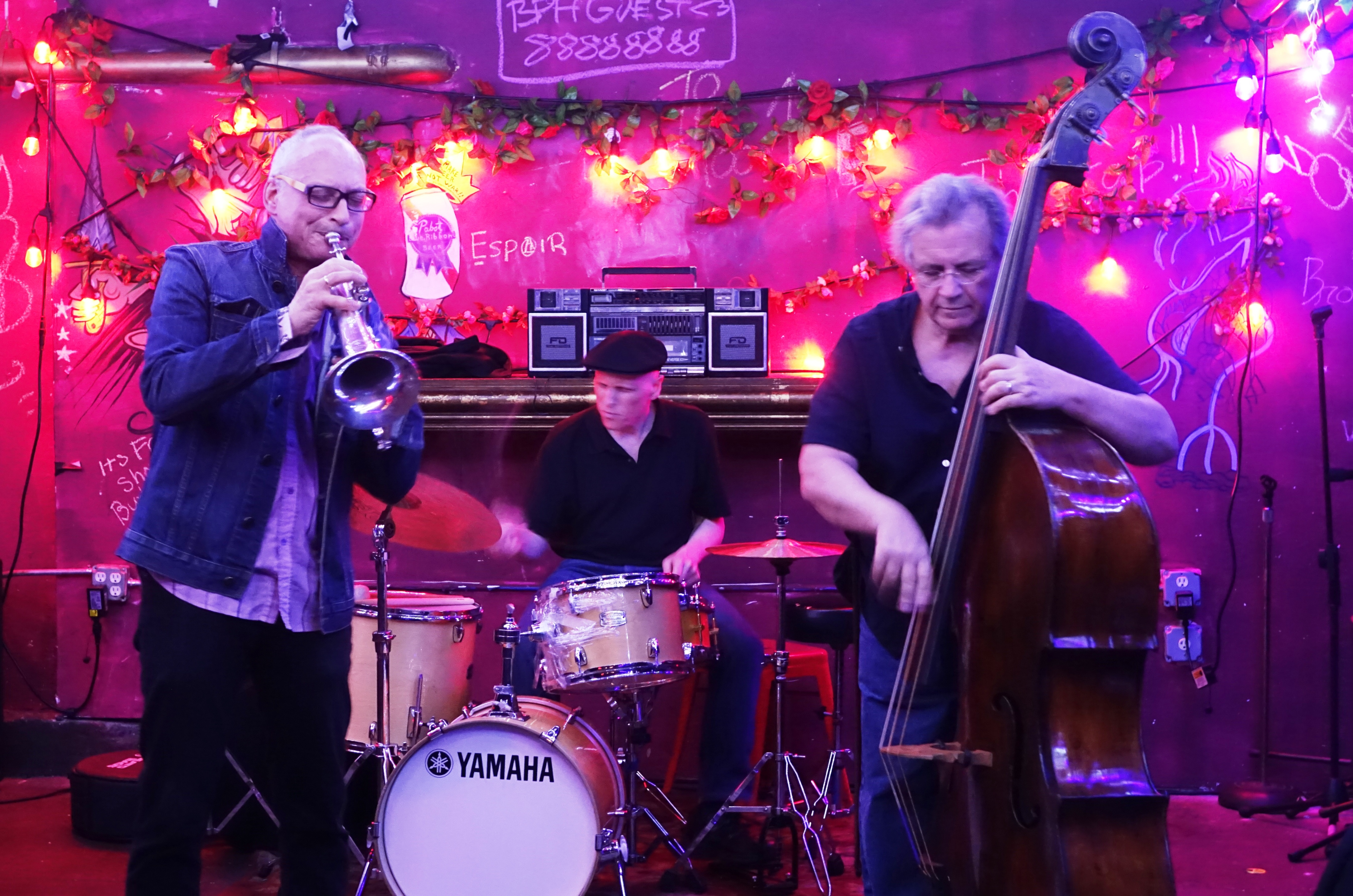 Brian Groder, Jay Rosen and Michael Bisio at the Bushwick Public House, Brooklyn in May 2018