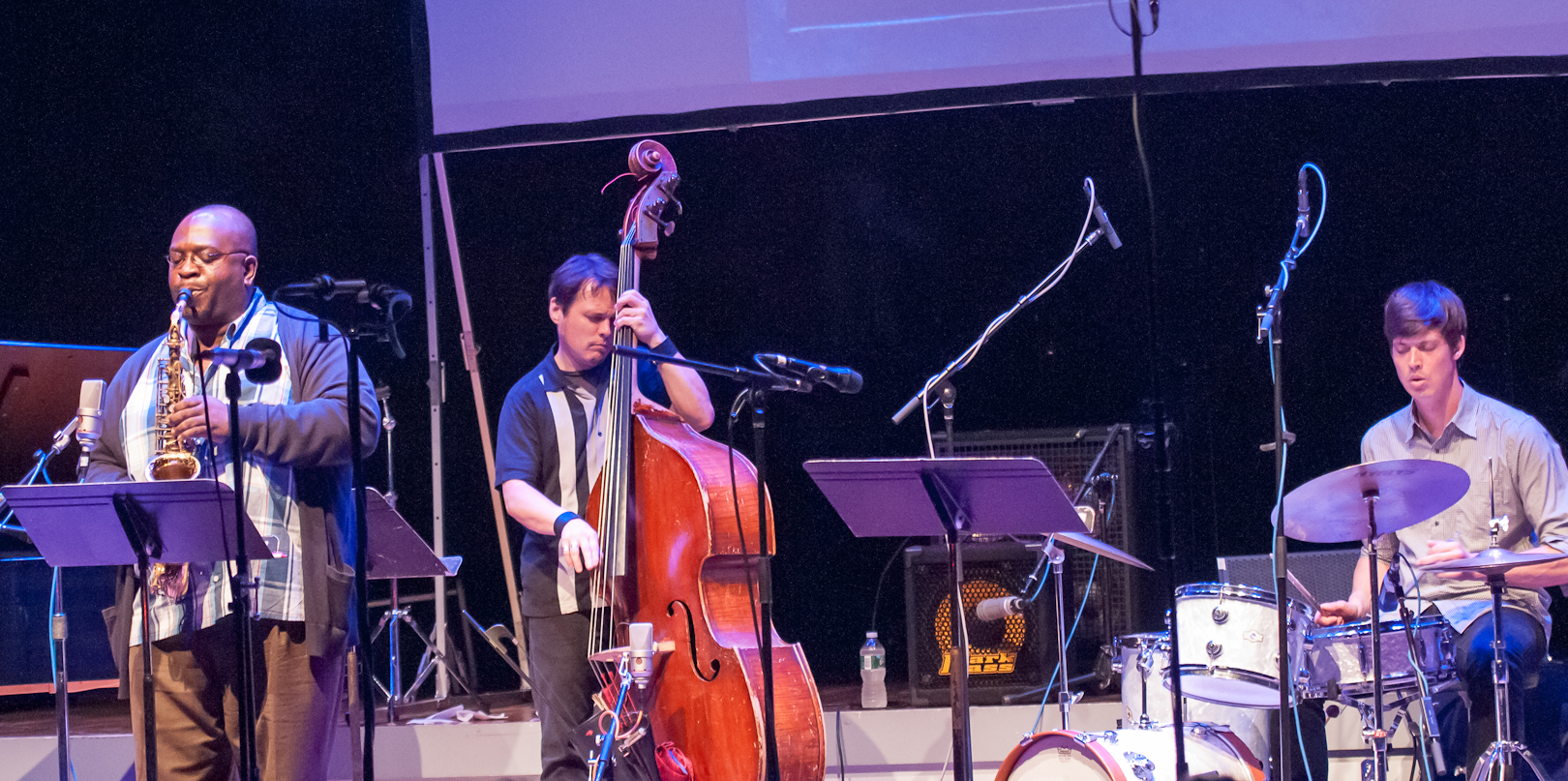 Darius Jones, Trevor Dunn and Ches Smith with the Darius Jones Quintet at the Vision Festival 2012