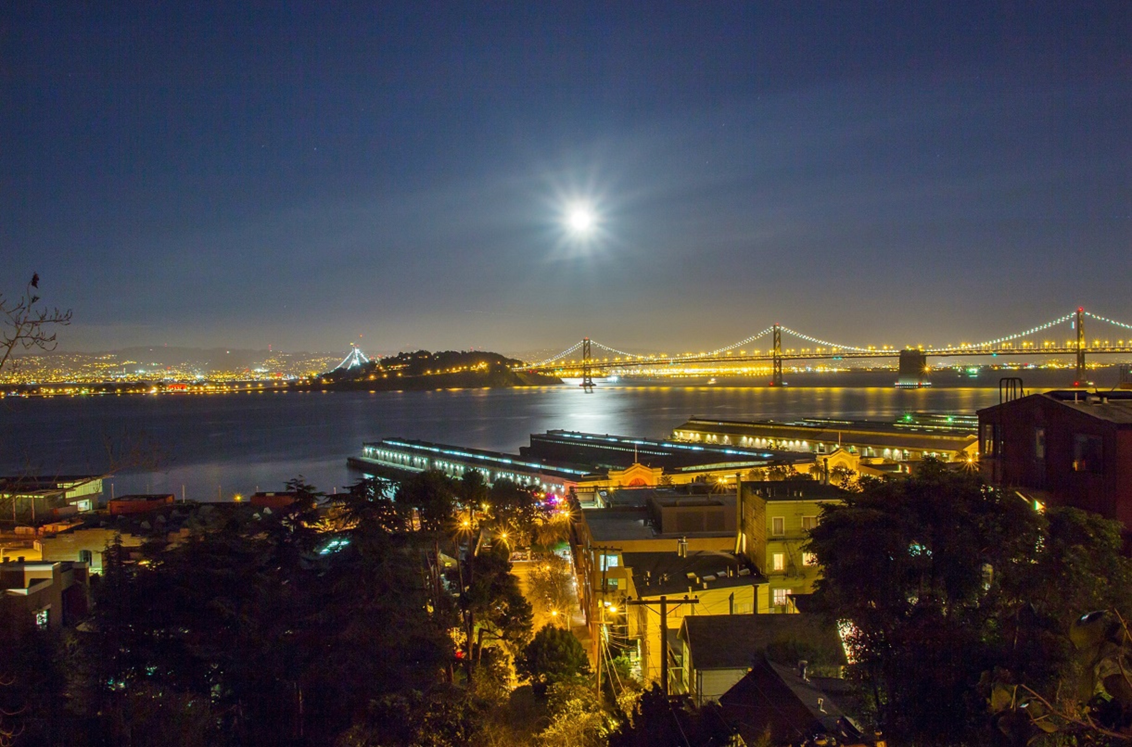 From San Francisco Over the Bay Moonlight