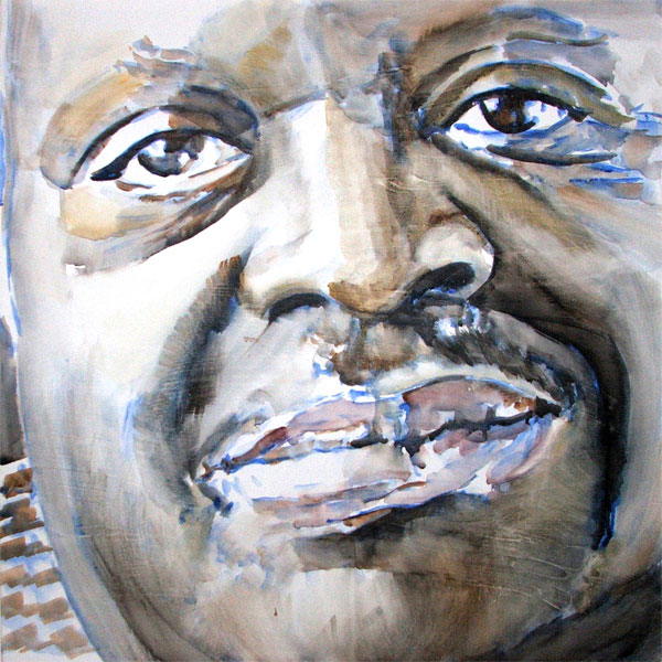 Oscar Peterson - Dim 60x60cm - Watercolor on Canvas Prepared with Acrylic Primer