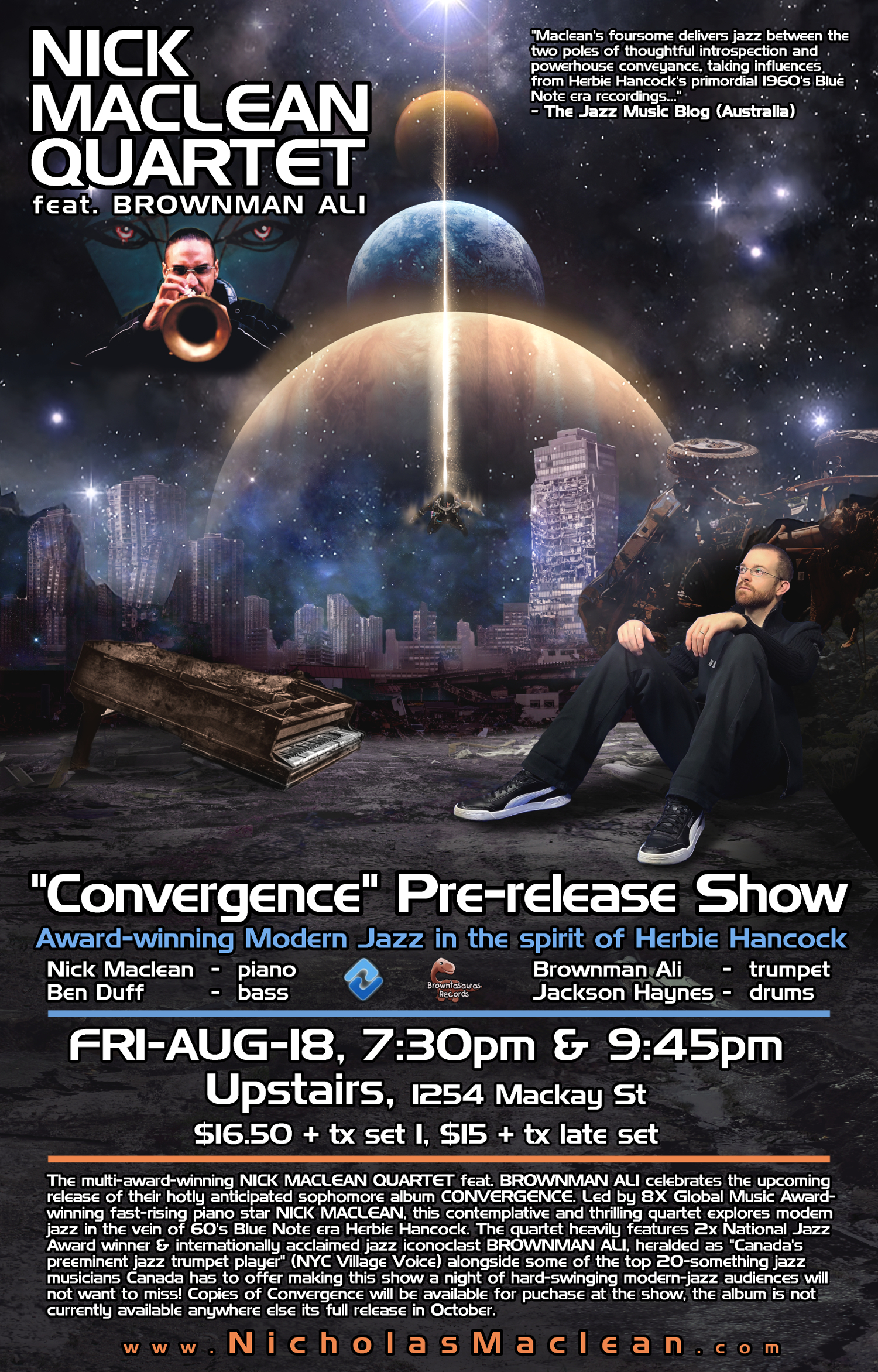 NICK MACLEAN QUARTET Feat. BROWNMAN ALI -- Album Pre-release Show (montreal)
