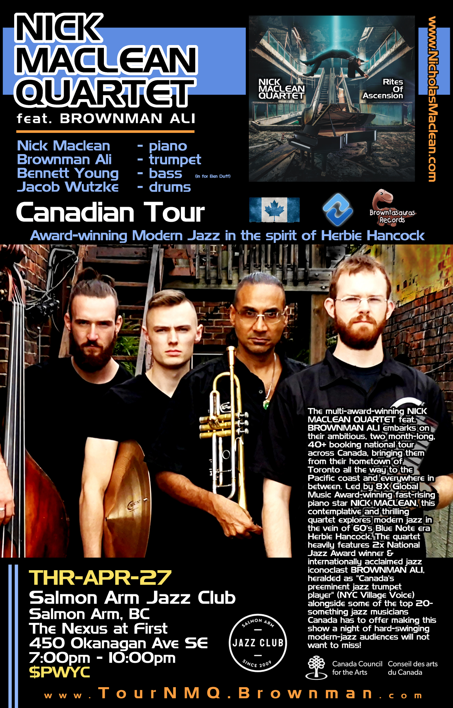 NICK MACLEAN QUARTET Feat. BROWNMAN ALI (salmon Arm)