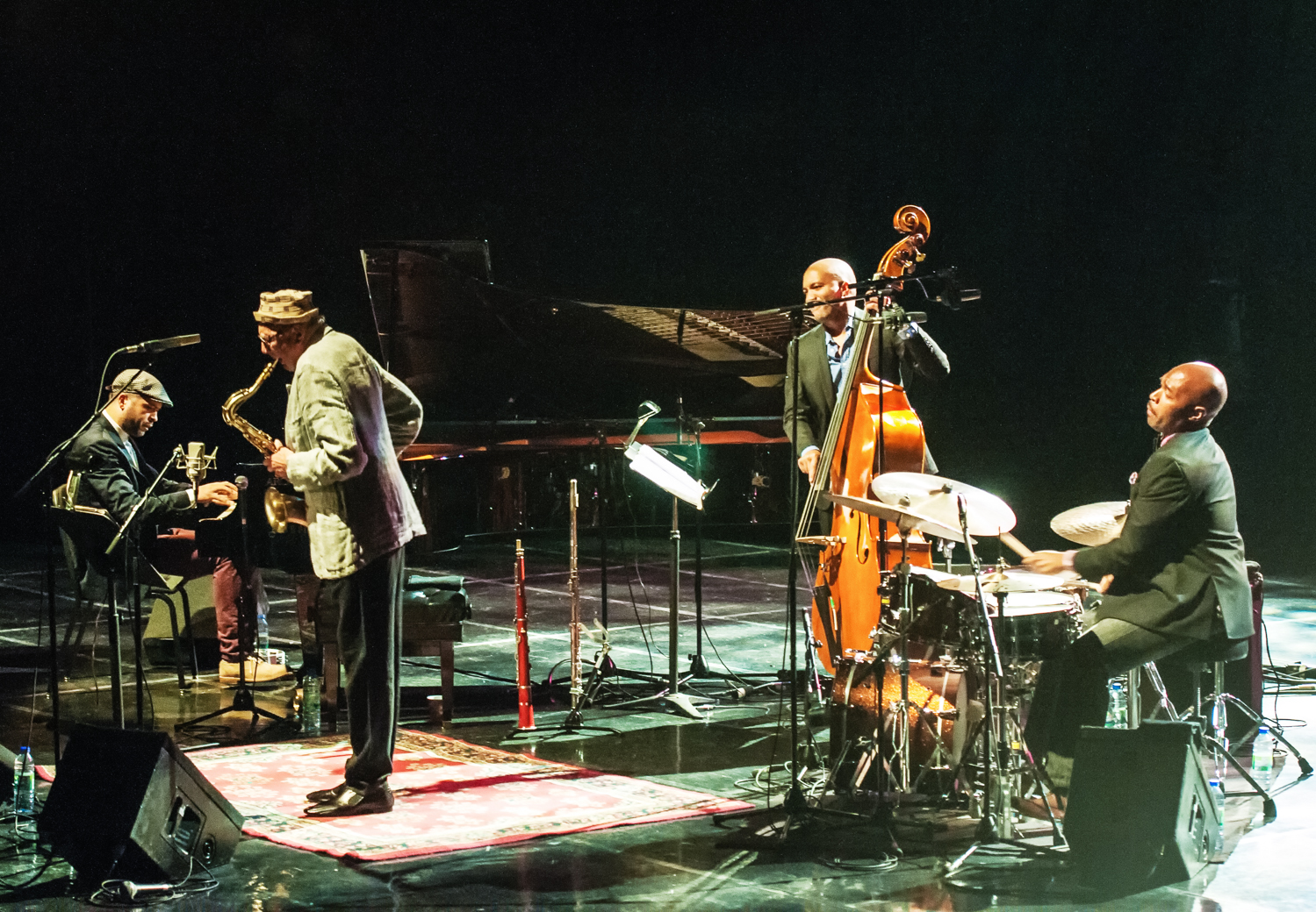 Jason moran, charles lloyd, reuben rogers and eric harland with the charles lloyd quartet at the montreal international jazz festival 2013