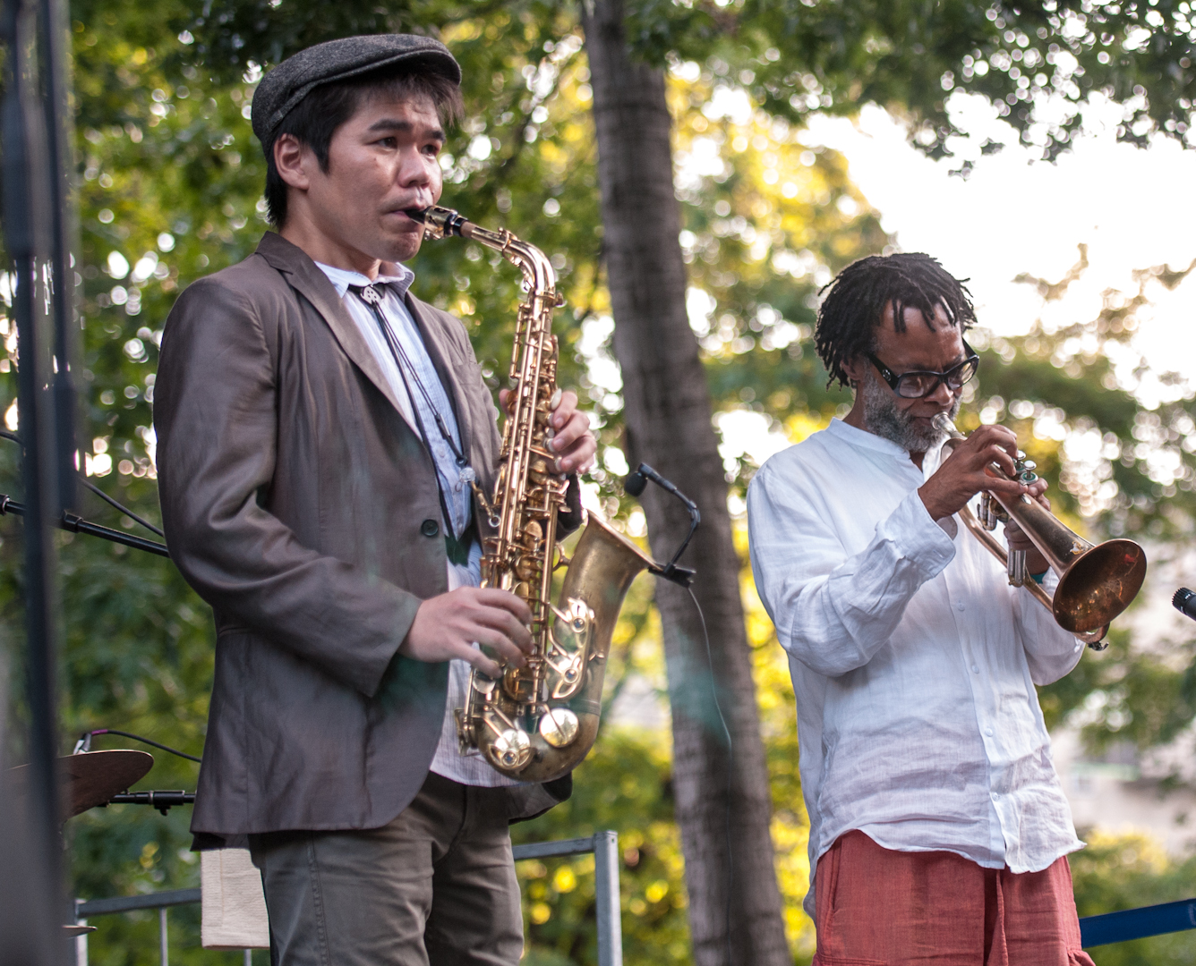 Yosuke Sato and Melvin Vines with Gregory Porter at the Charlie Parker Jazz Festival 2012