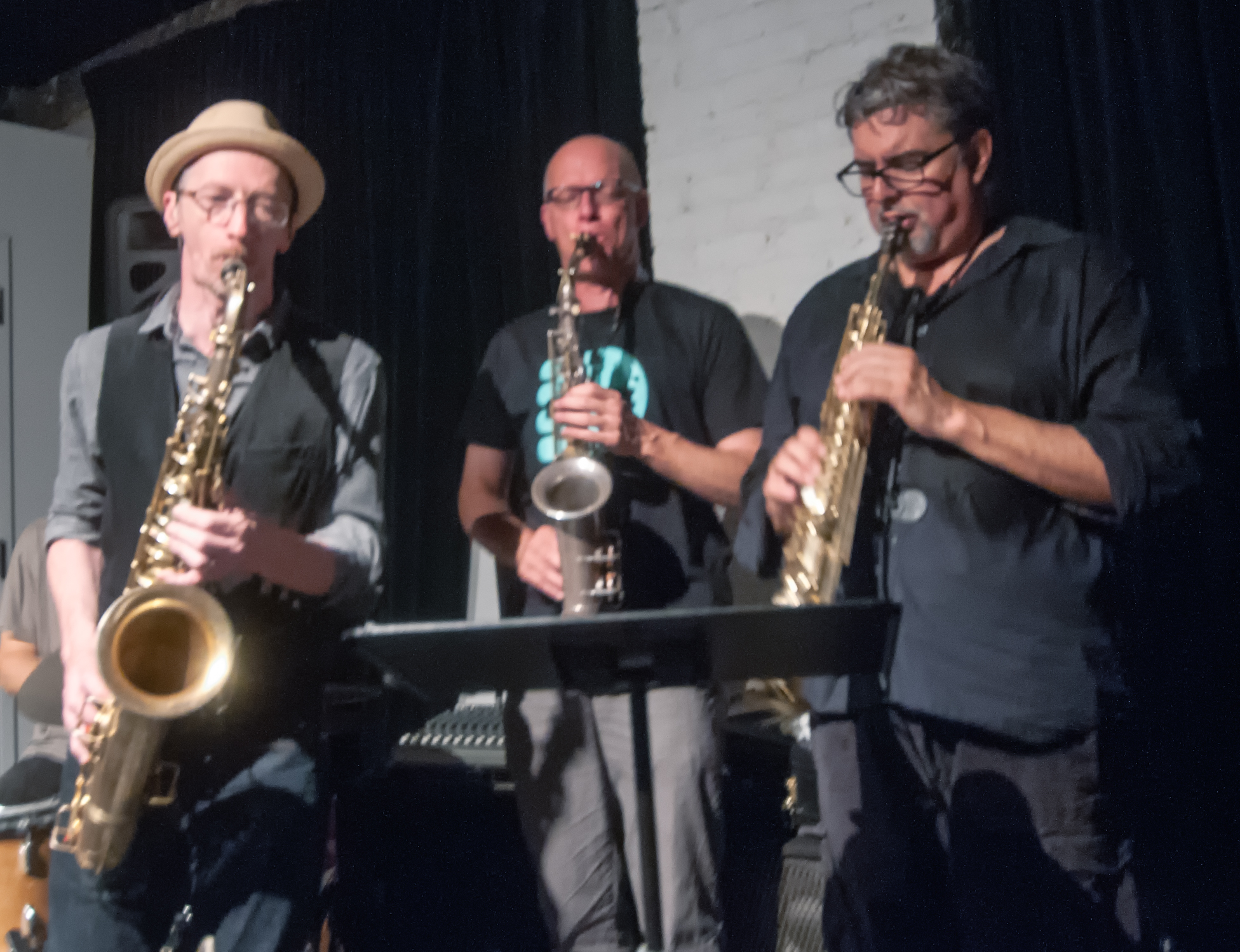 Ellery eskelin, michael moore and tony malaby with available jelly at the stone