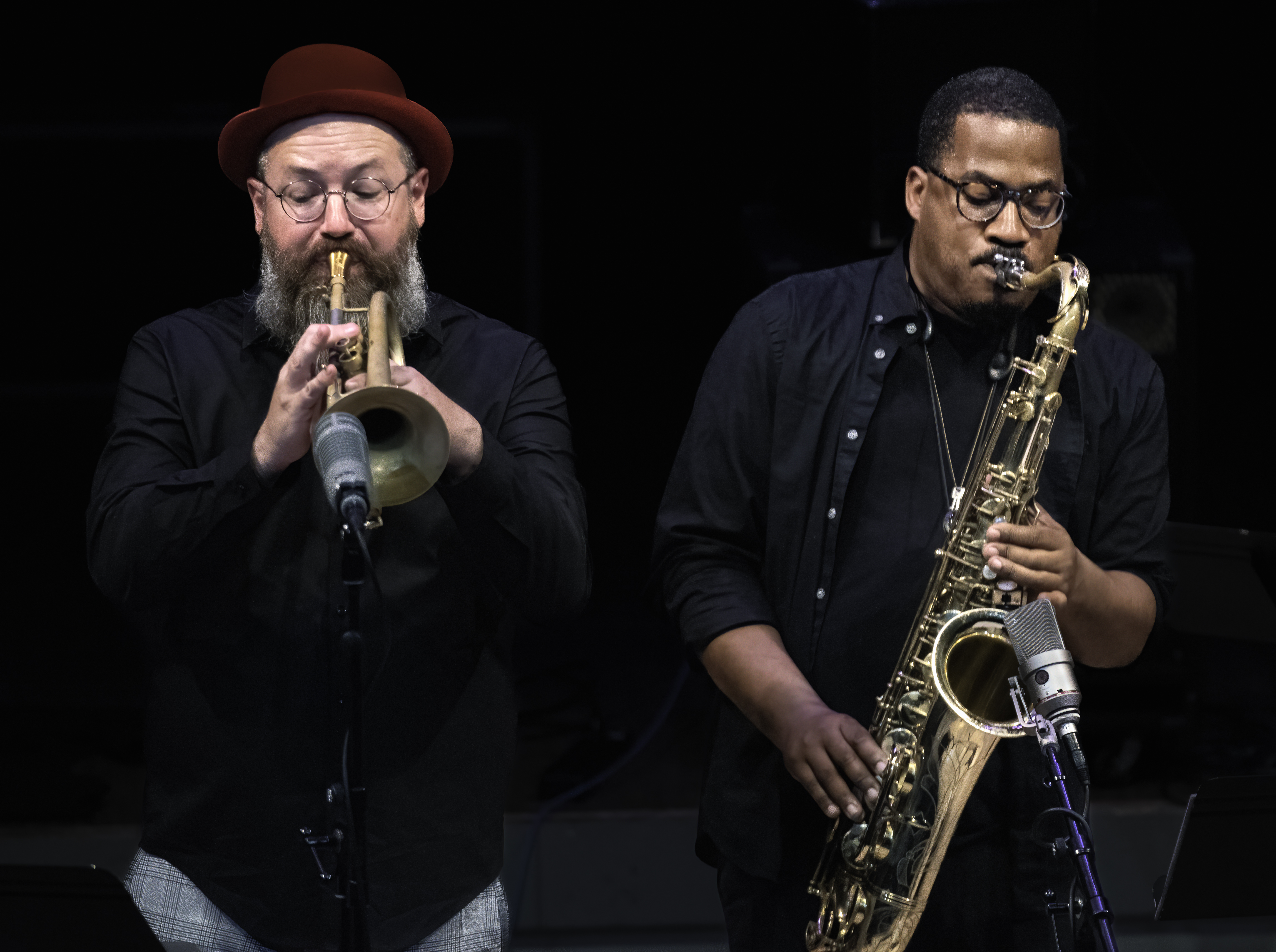 Kirk Knuffke and James Brandon Lewis with the Red Lily Quartet at the NYC Vision Festival 