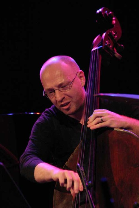 Sebastien Boisseau with "Gabriel Zufferey-Sebastien Boisseau-Daniel Humair Trio" at the Amr Jazz Festival, Alhambra, Geneva, Swi