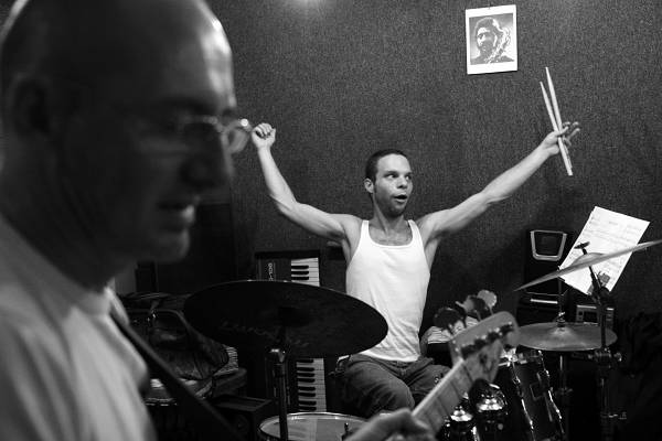 Cyril Regamey and Jean-Pierre Schaller During a Rehersal for the Group "Stratometric", Geneva, Switzerland, 2005