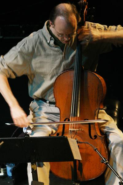 Hank Roberts with "Bill Frisell - 858 Quartet" at the Amr Jazz Festival, Alhambra, Geneva, Switzerland, April 2006