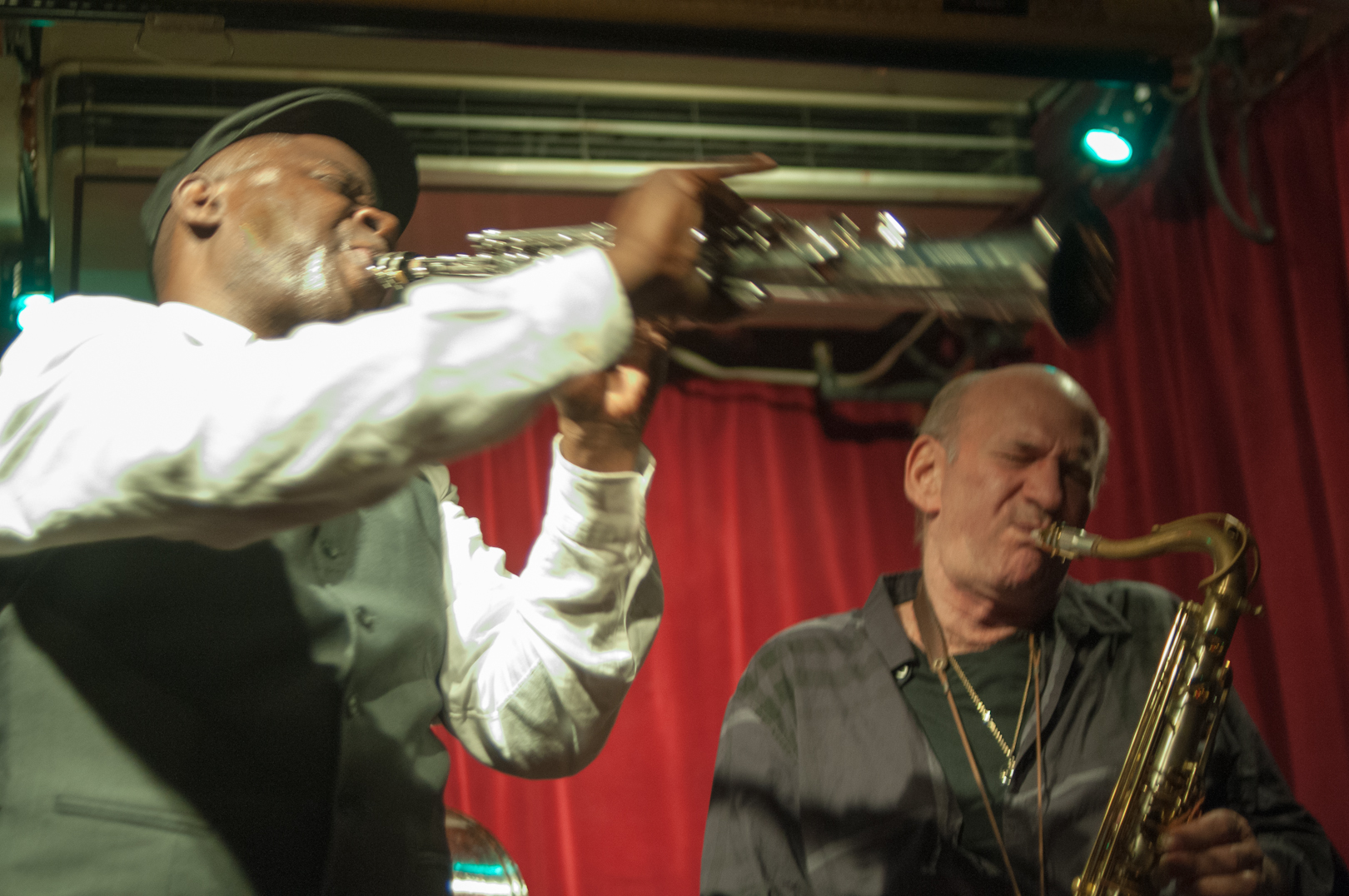 Sam Newsome and David Liebman with the David Liebman Quintet at the Cornelia Street Cafe