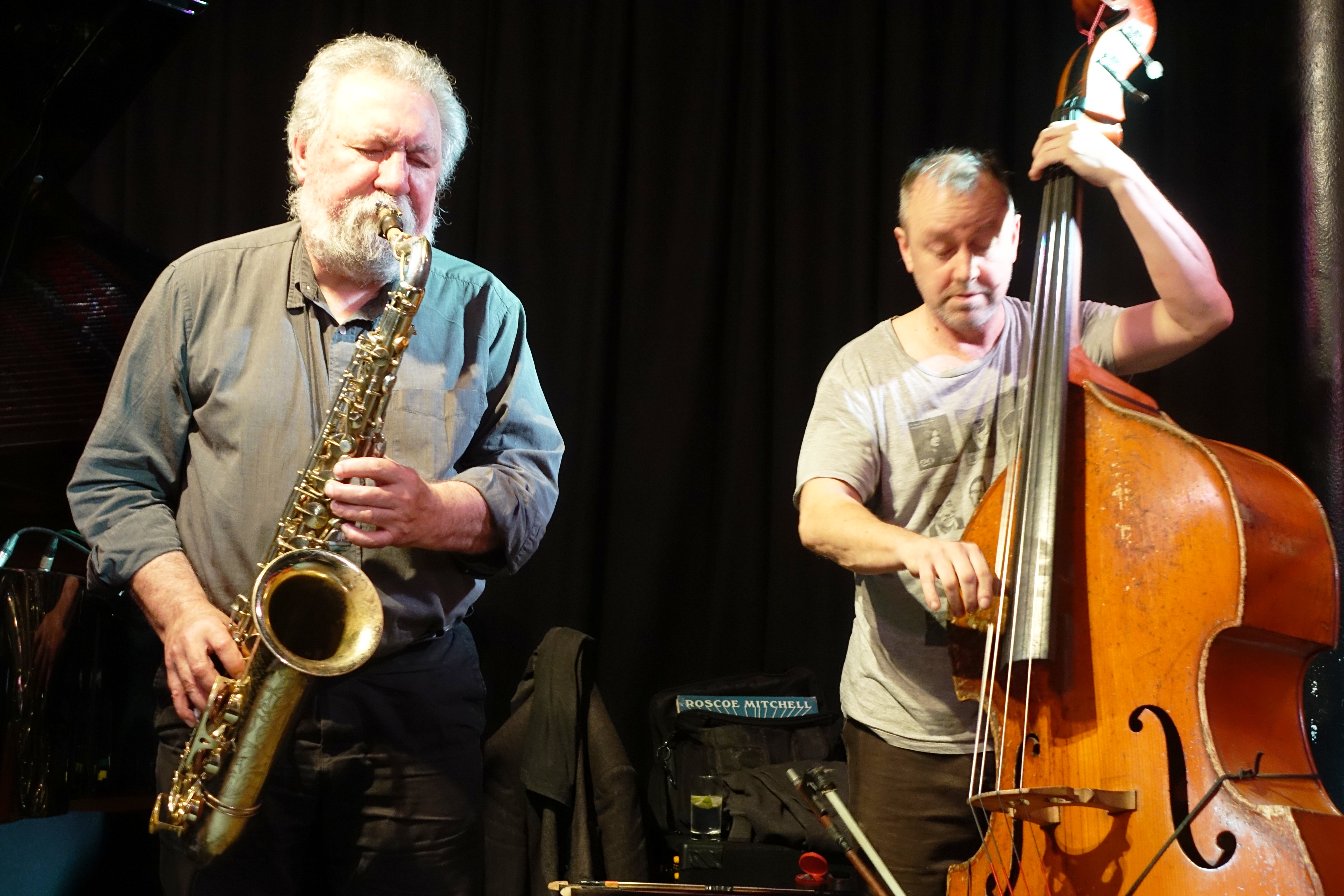 Evan Parker and John Edwards at the Vortex, London in November 2017