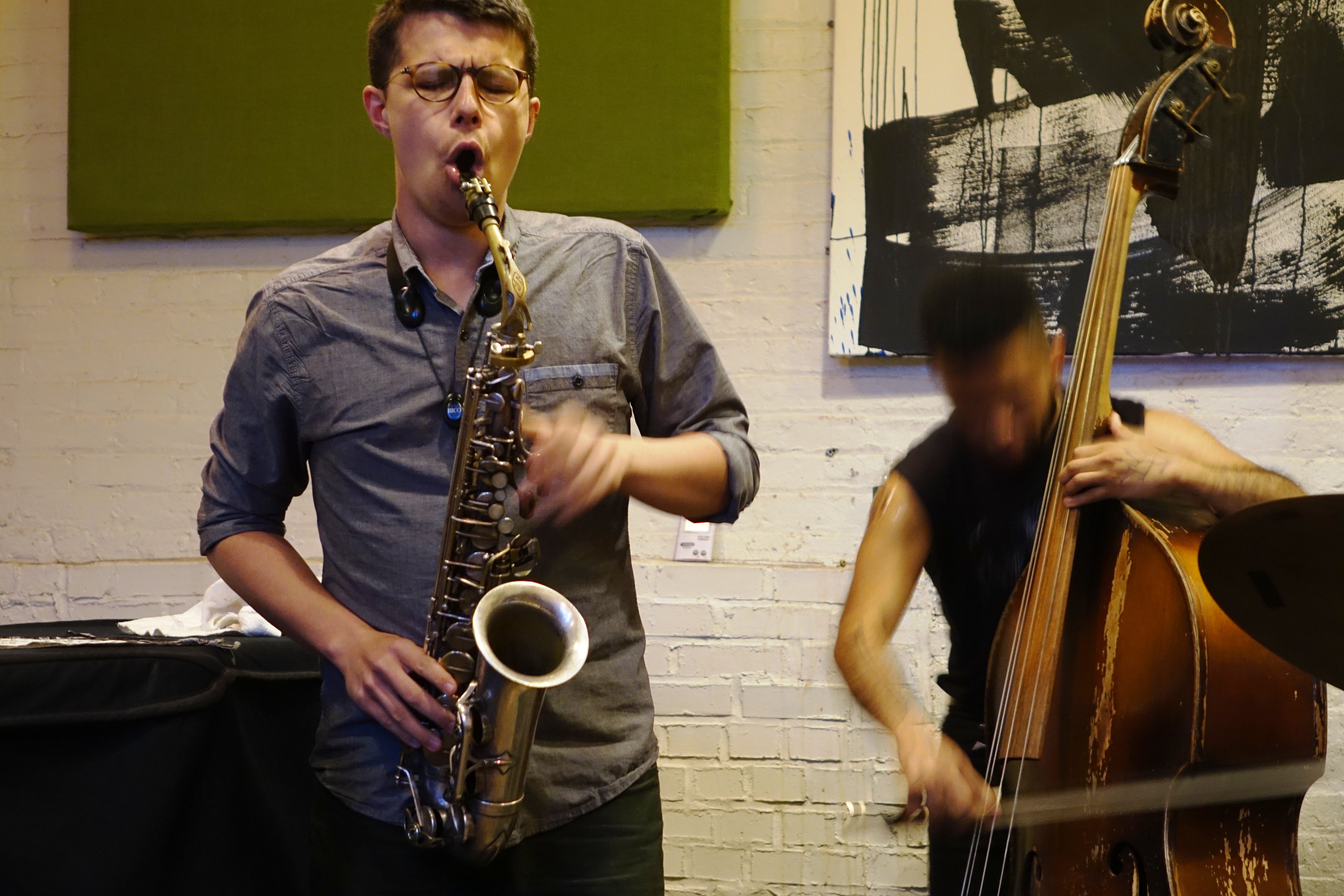 David Leon and Nick Dunston at IBeam, Brooklyn in June 2019