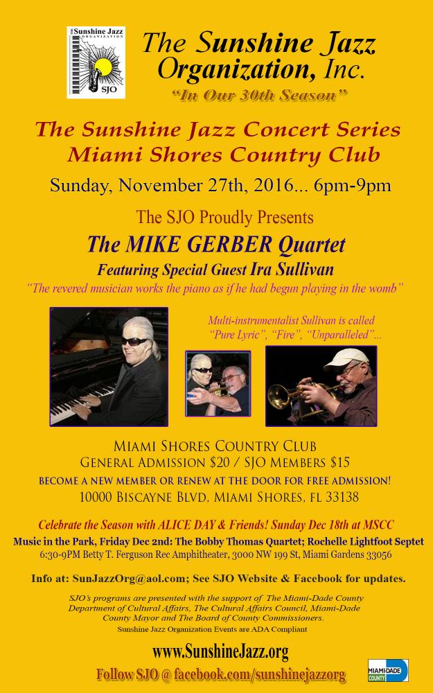 SJO Presents Mike Gerber w/ Special Guest Ira Sullivan