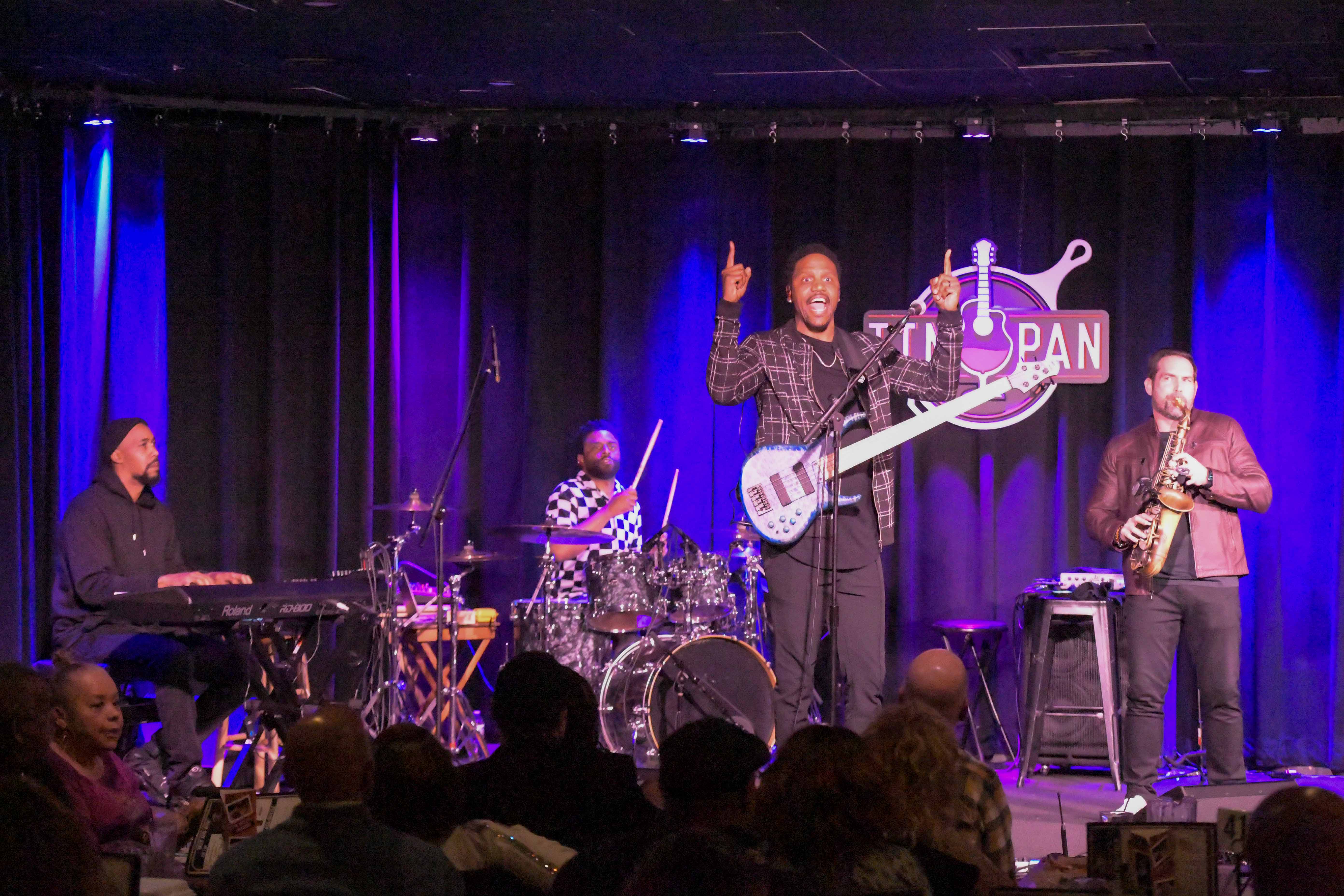 Julian Vaughn - base, Brandon Taylor - drums, JL Harris - keyboards, Jason Jackson - tenor sax