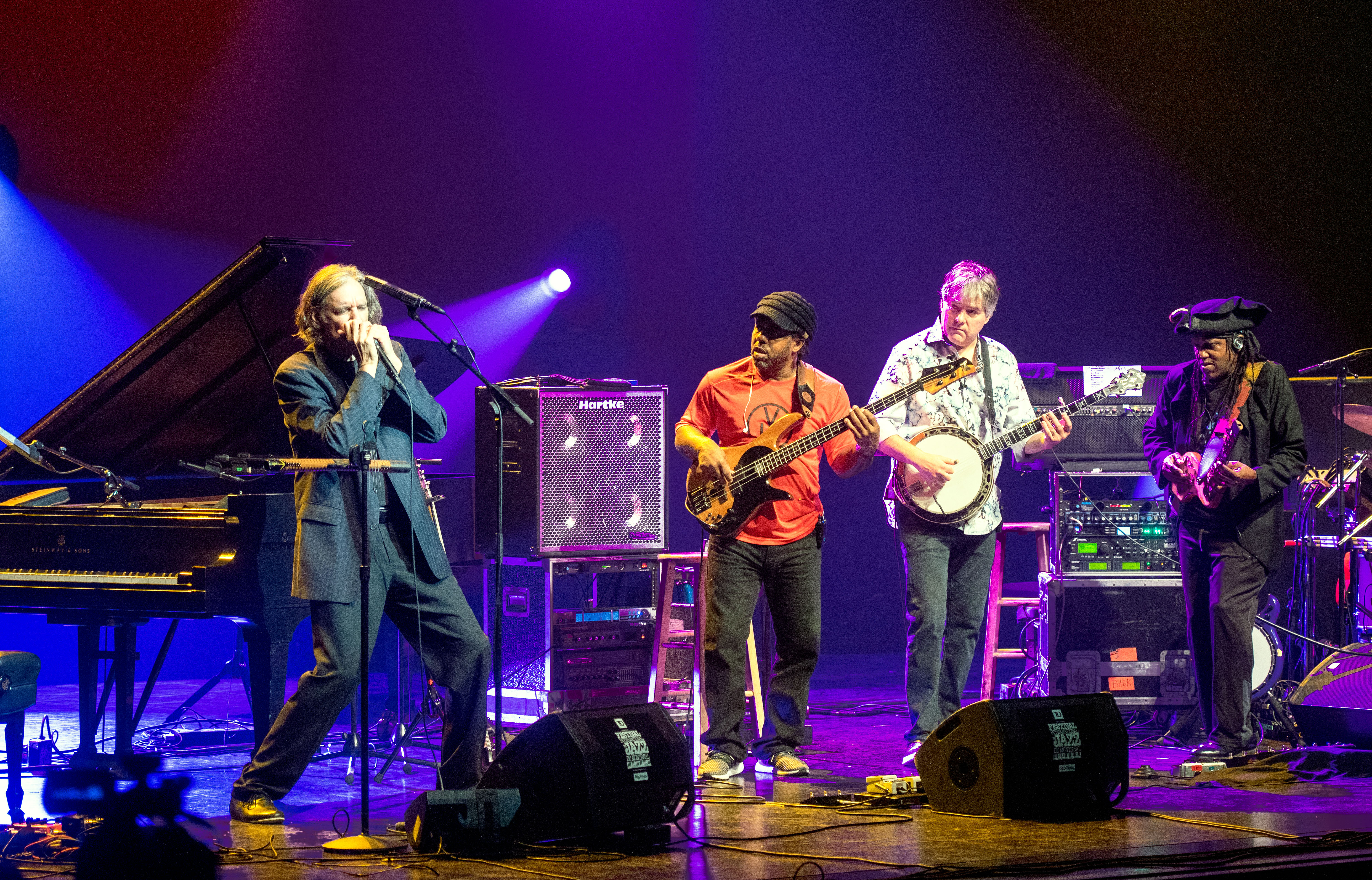 Howard Levy, Victor Wooten, Bela Fleck and Future Man with Bela Fleck and the Flecktones at The Montreal International Jazz Festival 2018