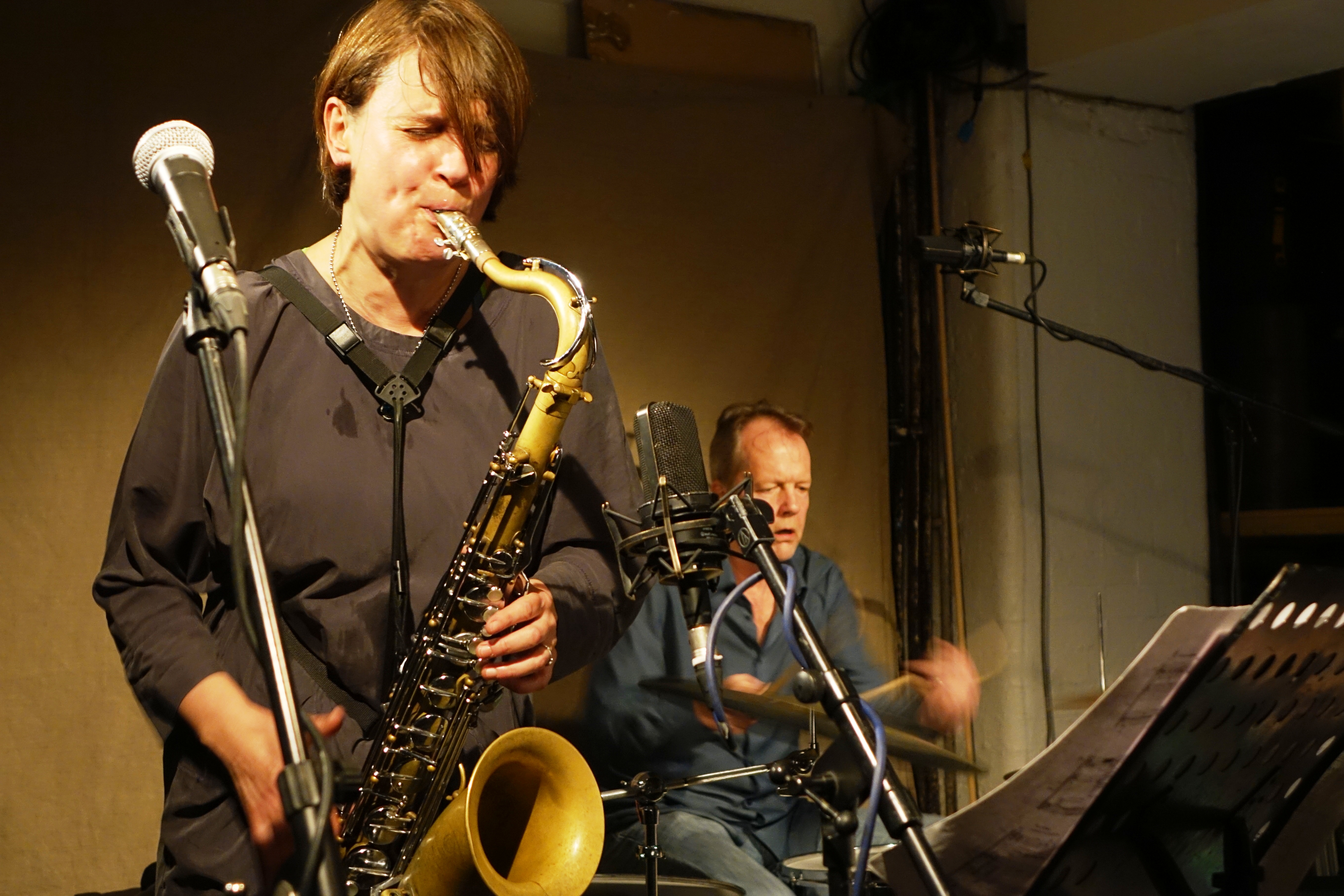 Ingrid Laubrock and Tom Rainey at Cafe Oto, London in May 2018