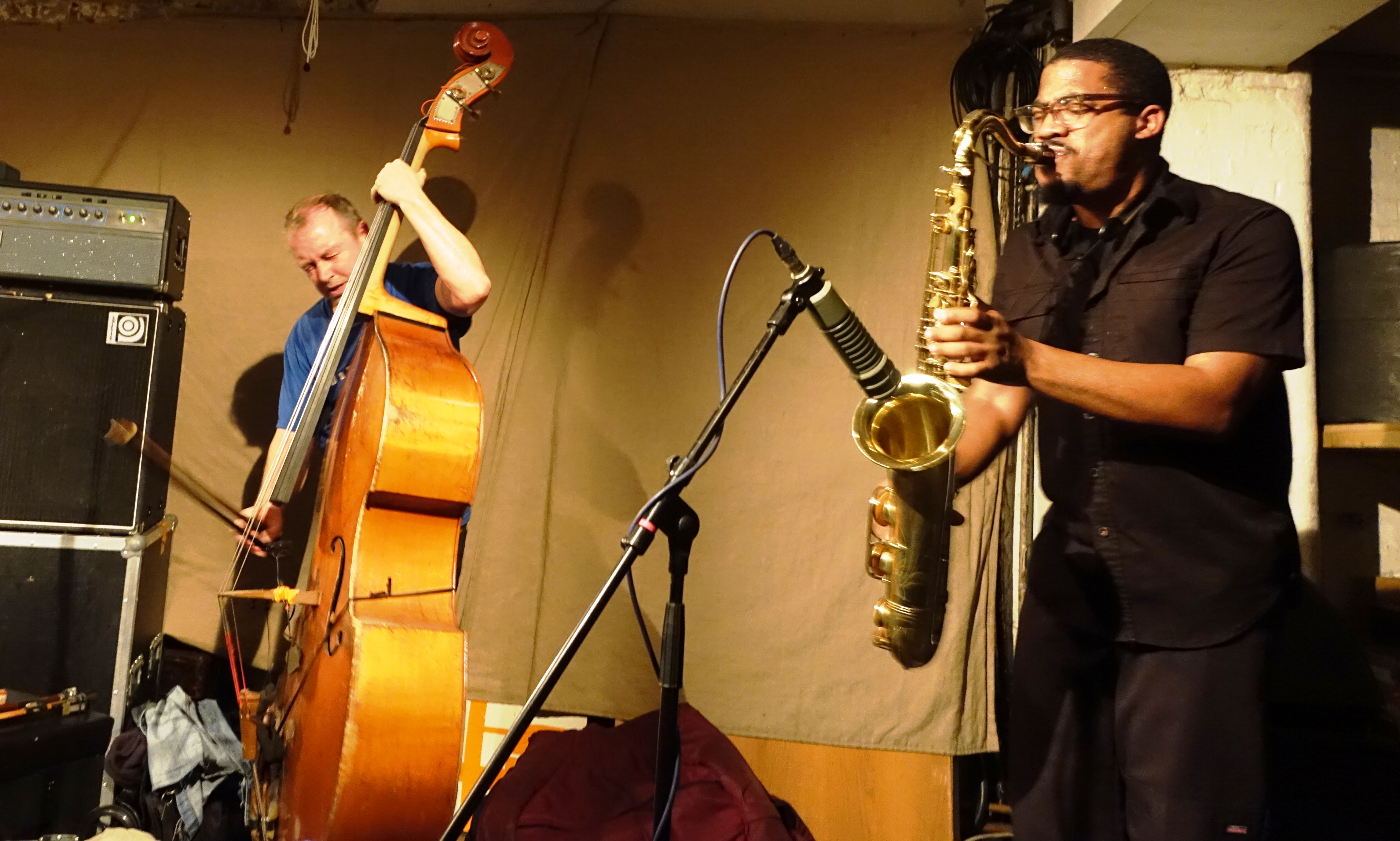 John Edwards and James Brandon Lewis at Cafe Oto, London in February 2019