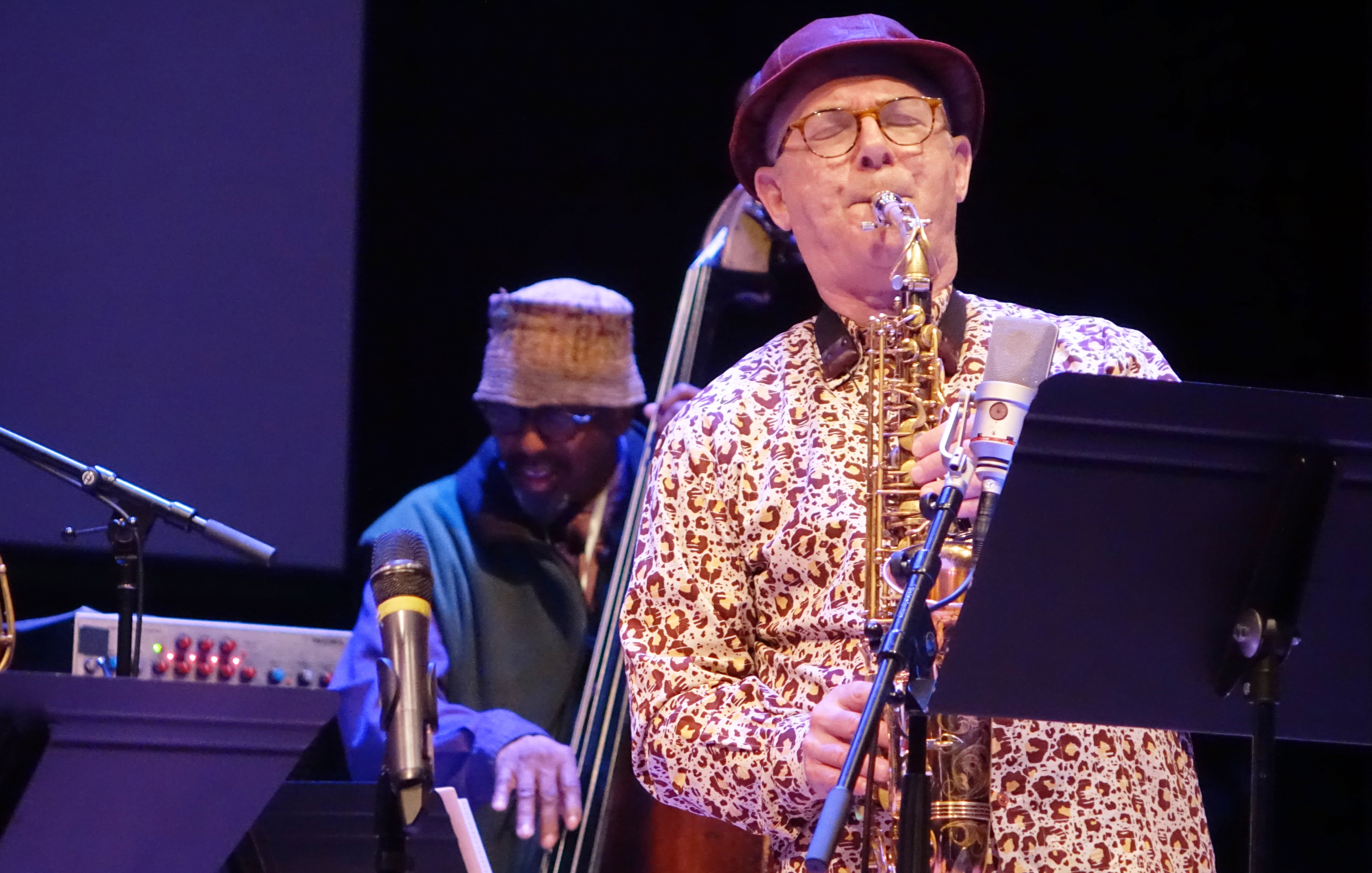 William Parker and Bobby Zankel at the Vision Festival in Roulette, Brooklyn in June 2019