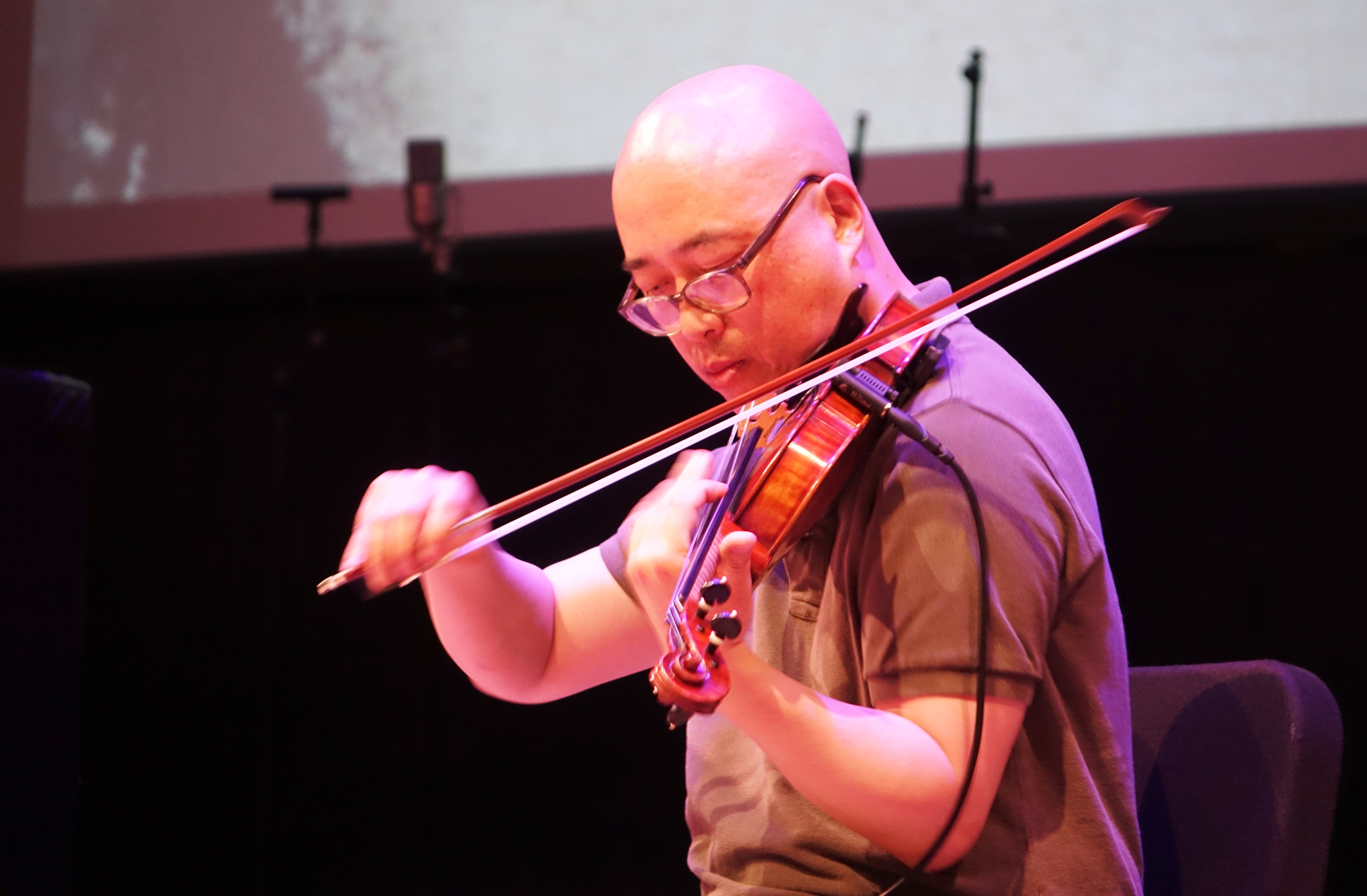 Jason Kao Hwang at the Vision Festival at Roulette, Brooklyn in May 2018