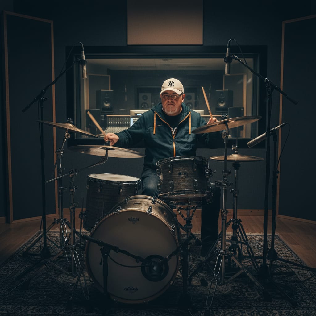 Nacho Valenciaga recording drums in the studio — jazz photo by Nacho Valenciaga | All About Jazz
