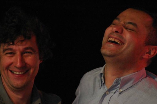 Claude Jordan and Moncef Genoud with "Les Nomades" at L'Amr Aux Cropettes, Geneva, Switzerland, 2004