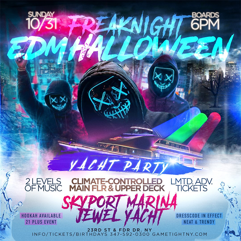 Nyc Freaknight Edm Halloween Sunday Sunset Cruise Skyport Marina Jewel